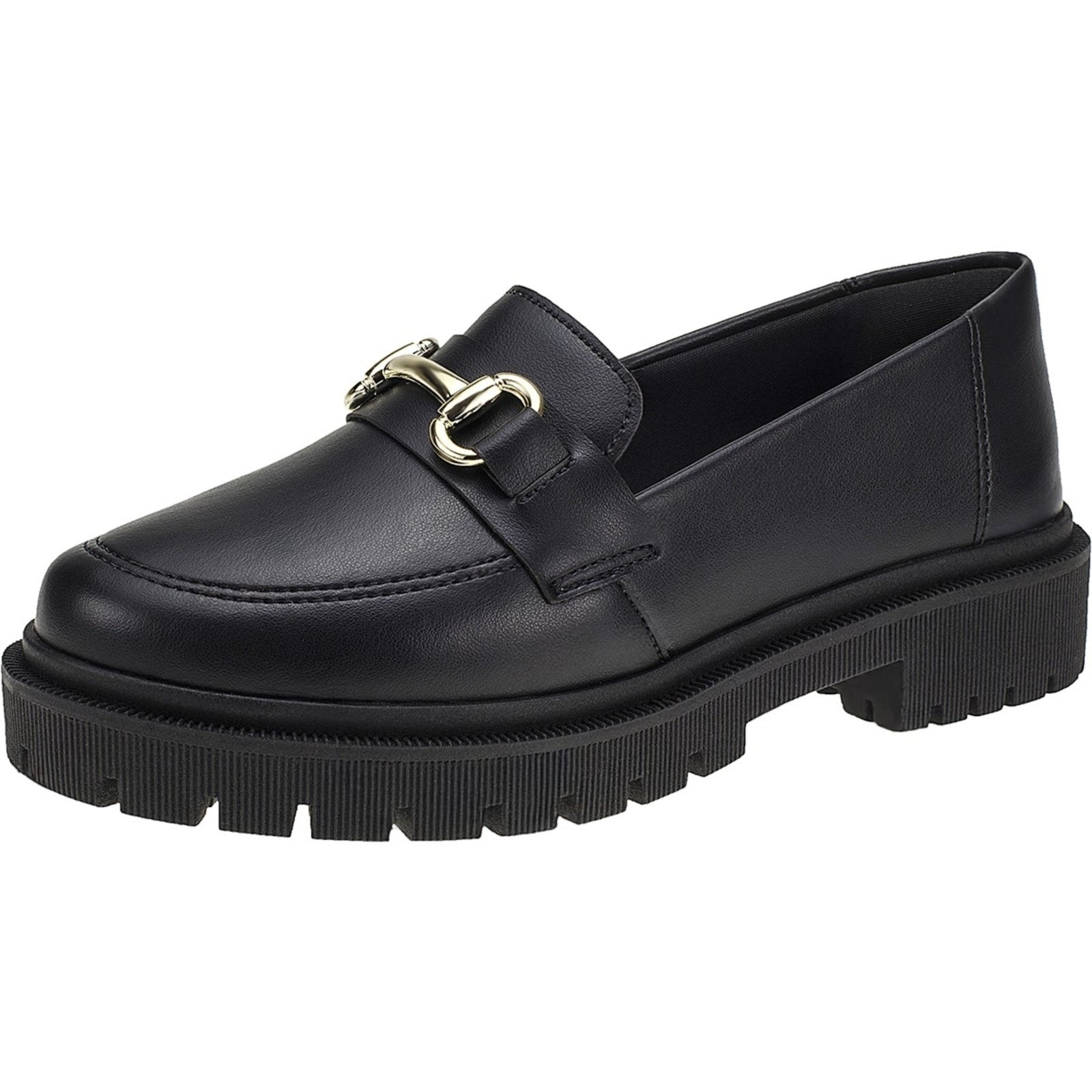 Imagem principal Mocassim Feminino Tratorado Bico Redondo com Enfeite Corrente ABS LÓRIS SHOES preto