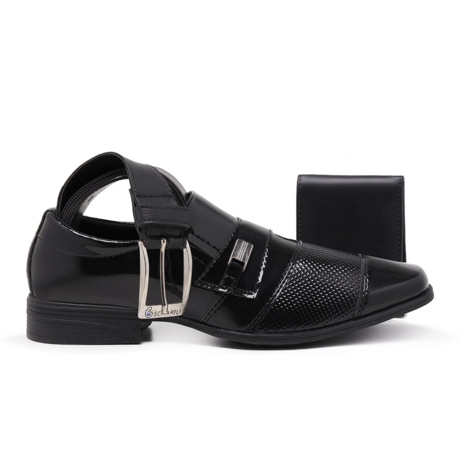 Imagem principal Kit Sapato Masculino Social Verniz + Cinto + Carteira Sem Cadarço Casamento Festa Trabalho 834 Verniz Schiareli preto