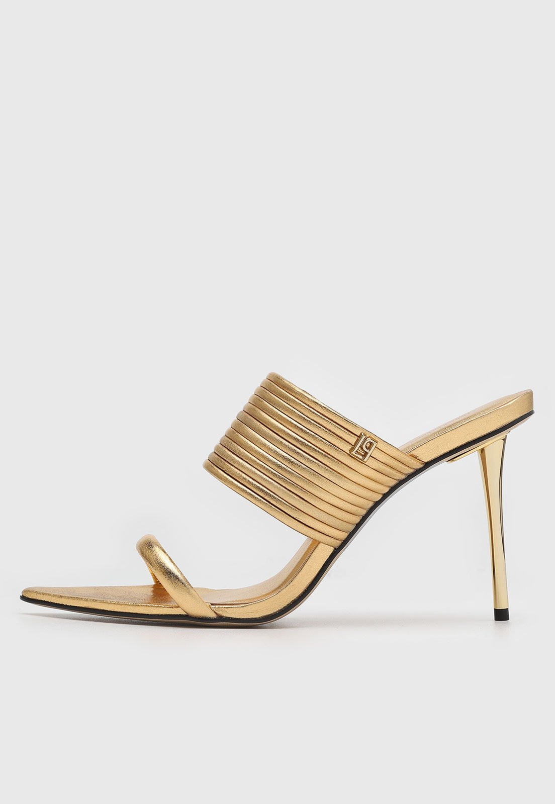 Imagem principal Sandália Feminina Lança Perfume Salto Alto Metalizado Dourada Lança Perfume dourado