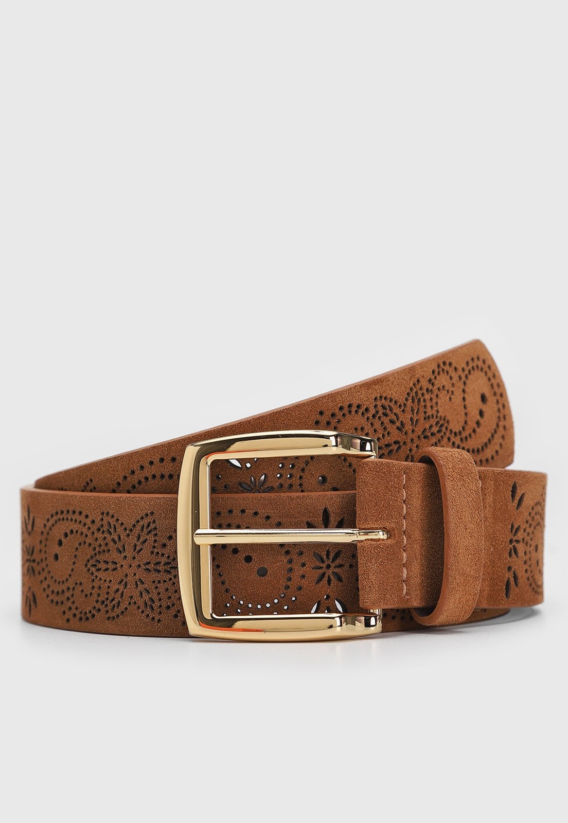 Imagem principal Cinto Feminino Luiza Barcelos Vazado Camurça Caramelo Luiza Barcelos marrom