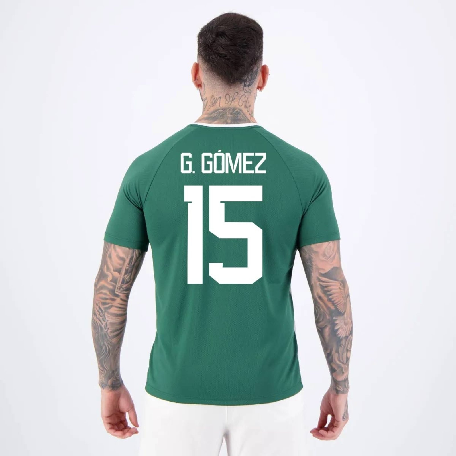 Imagem principal Camisa Palmeiras Alviverde Branca e Verde 15 Gustavo Gómez Betel branco verde
