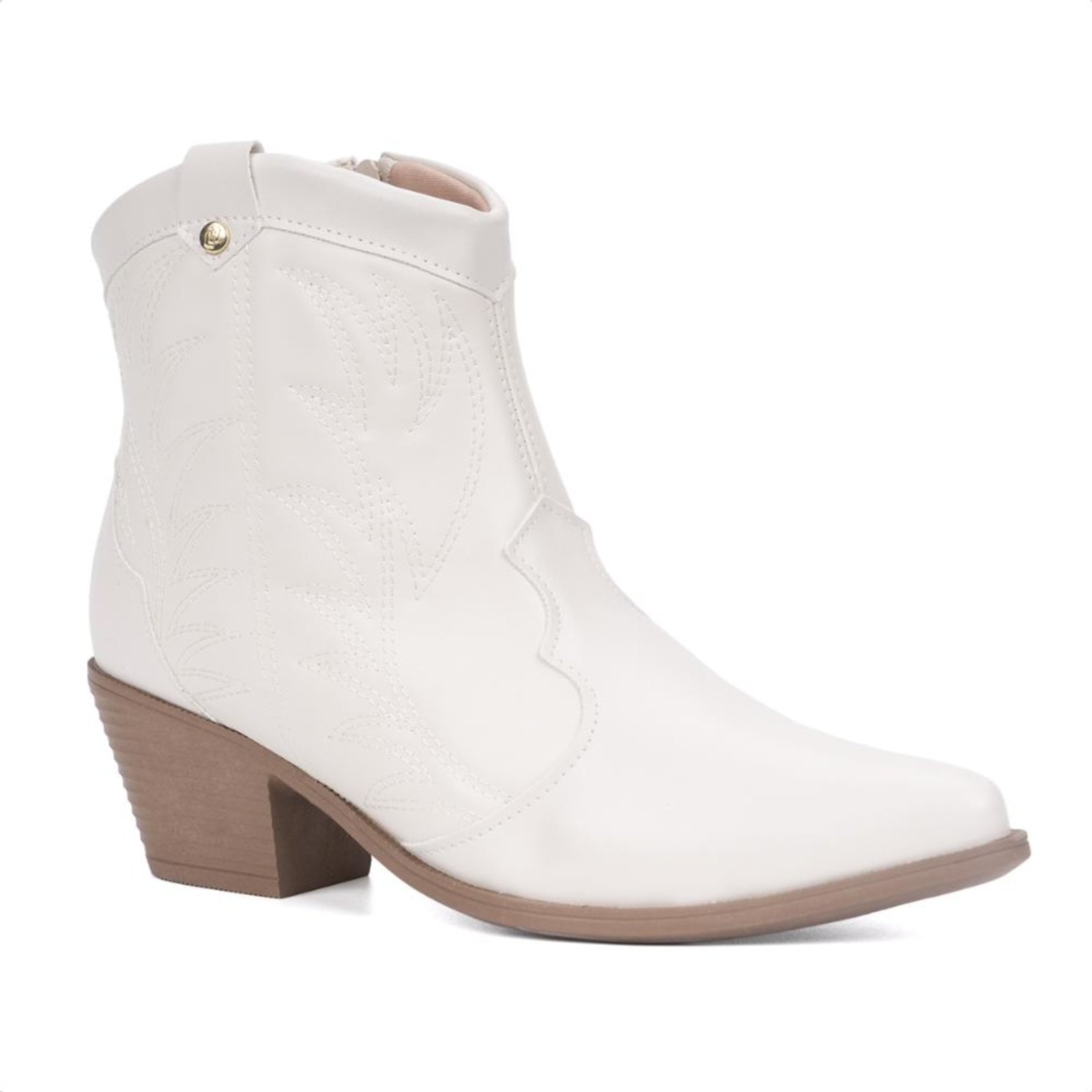 Imagem principal Bota Feminina Texana Bordada Western Country Cano Curto Luxo Domidona off-white