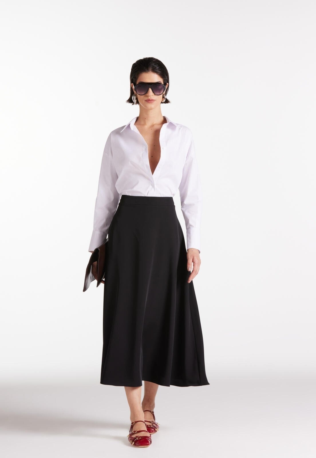 Imagem principal Saia Midi Evasê Traymon Traymon preto