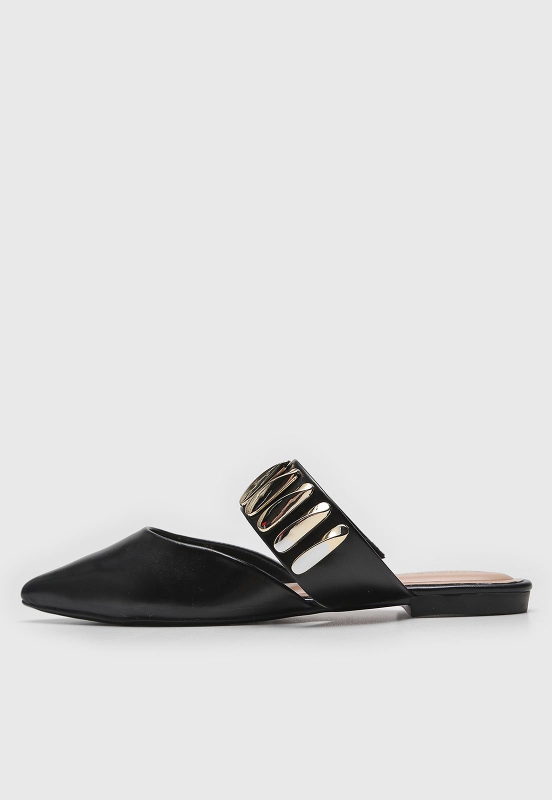 Imagem principal Sapatilha Feminina Via Uno Bico Fino Detalhe Metálico Preta VIA UNO preto