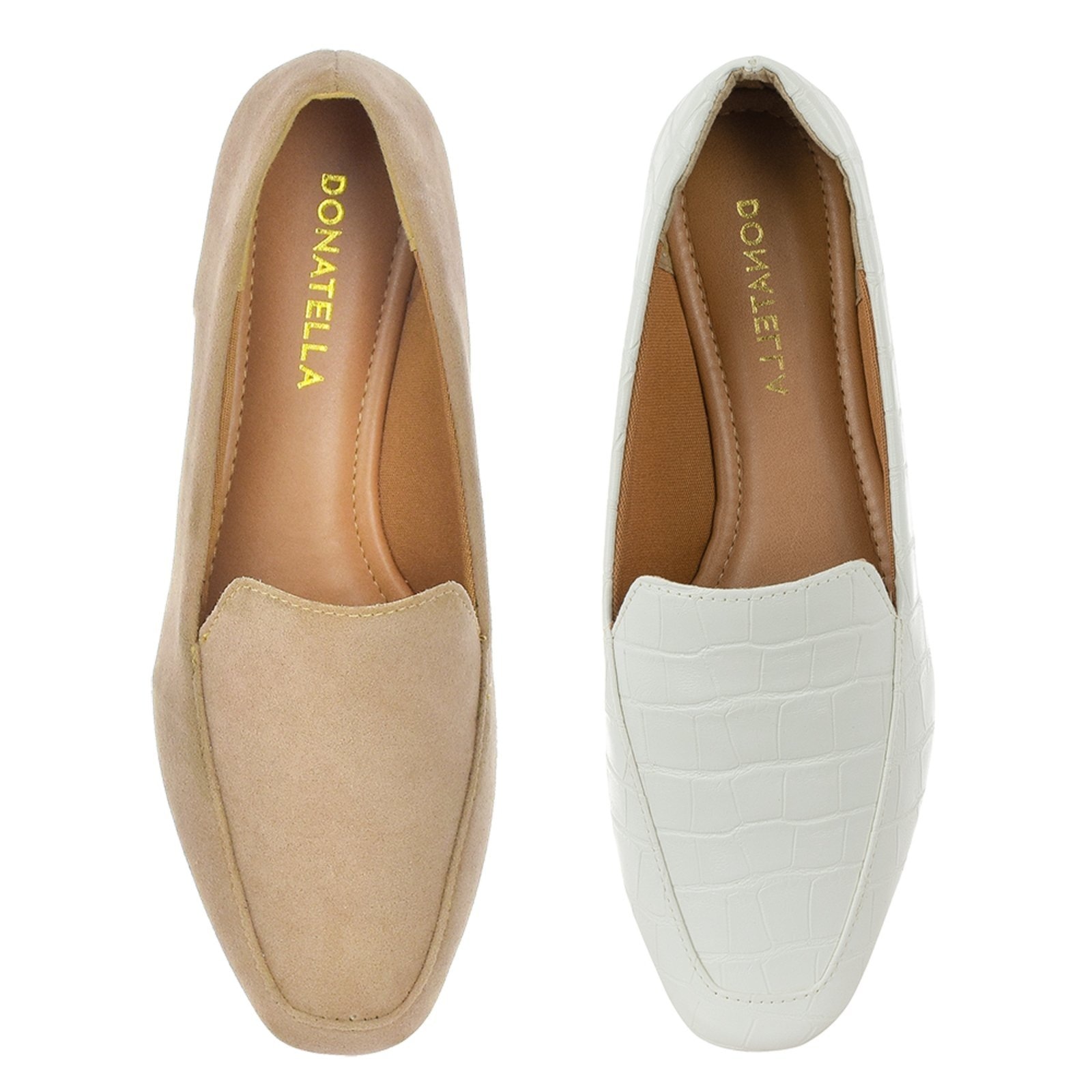 Imagem principal Kit 2 Pares Mocassim Feminino Donatella Shoes Nude Camurça e Croco Donatella Shoes branco/nude nude