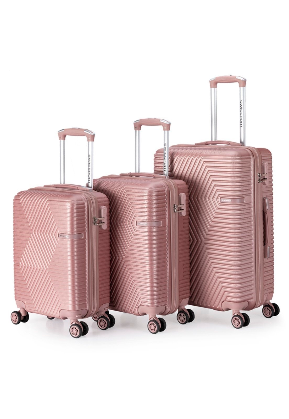 Imagem principal Kit 3 Malas de Viagem Resistentes Abs Rodas 360 Swissport Rose Swissport rosê rose