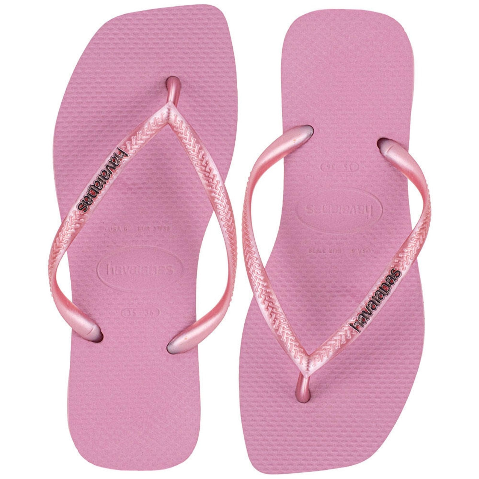 Imagem principal Chinelo Feminino Slim Square Logo Metallic Havaianas - 4148257 0098257 Rosa Havaianas rosa metallic
