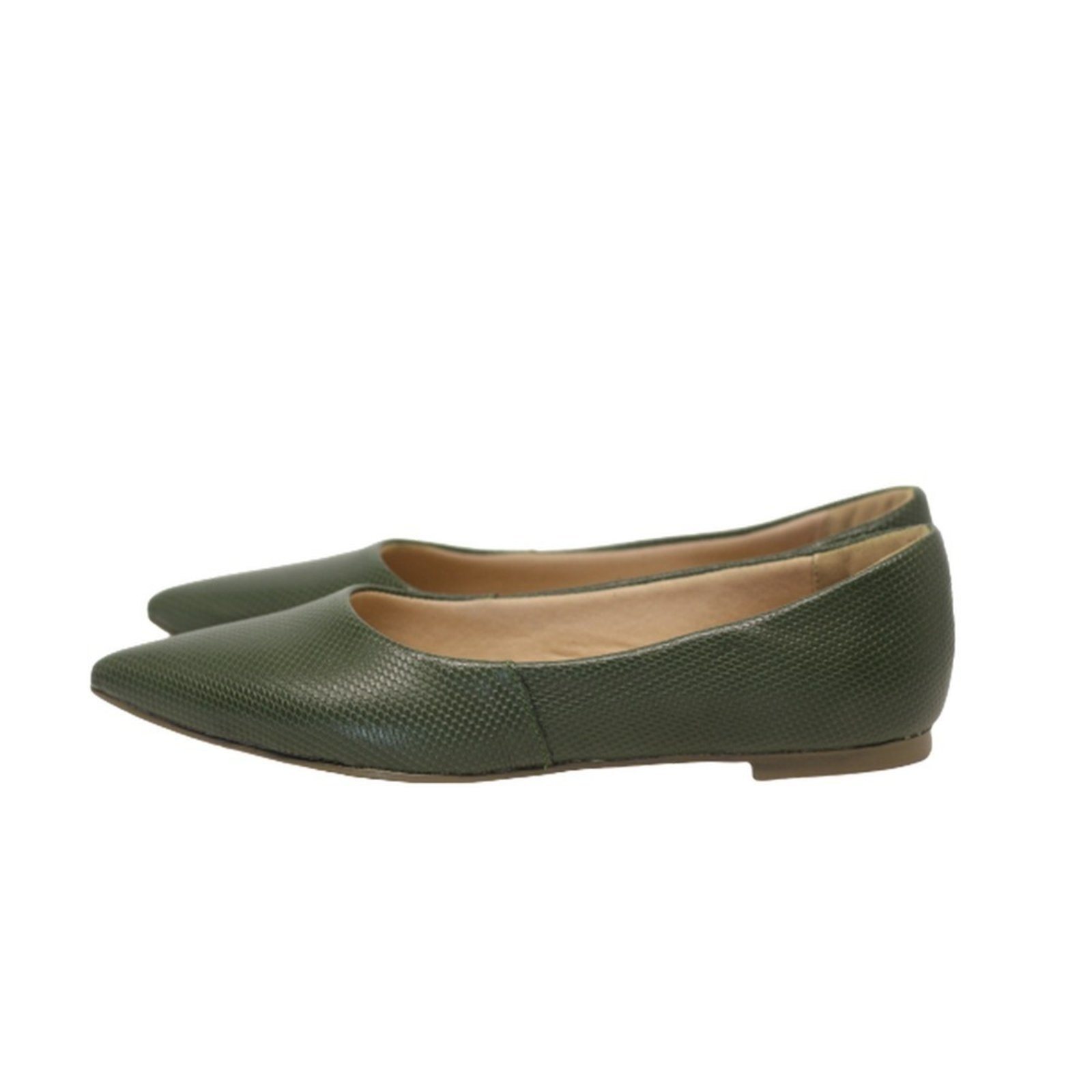 Imagem principal Sapatilha Feminina Bico Fino em Couro Salto Baixo Verde Spinelli verde militar