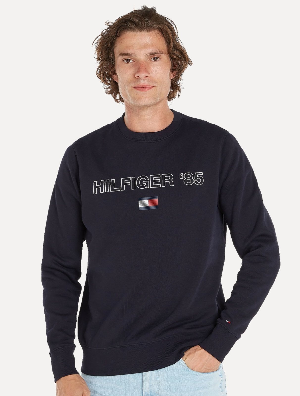Imagem principal Moletom Tommy Hilfiger Masculino Crewneck 85 Silk Tommy Hilfiger azul marinho