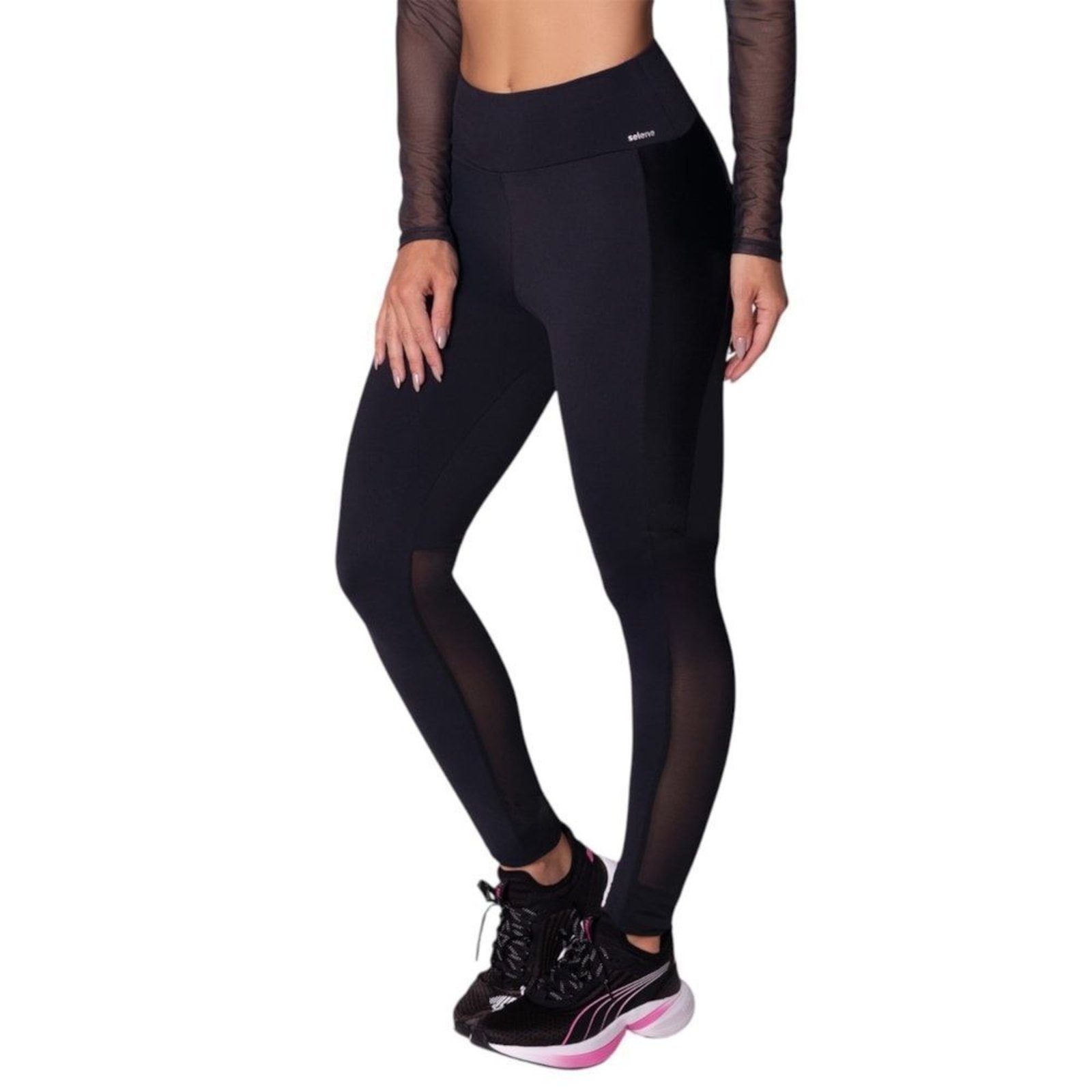Imagem principal Calça Legging Selene Com Recorte Tule Feminina SELENE preto