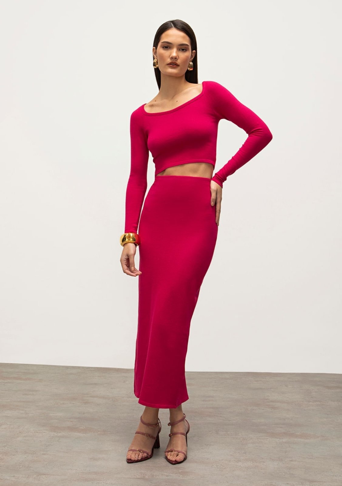 Imagem principal Saia Iódice Midi Reta Com Fenda IÓDICE pink