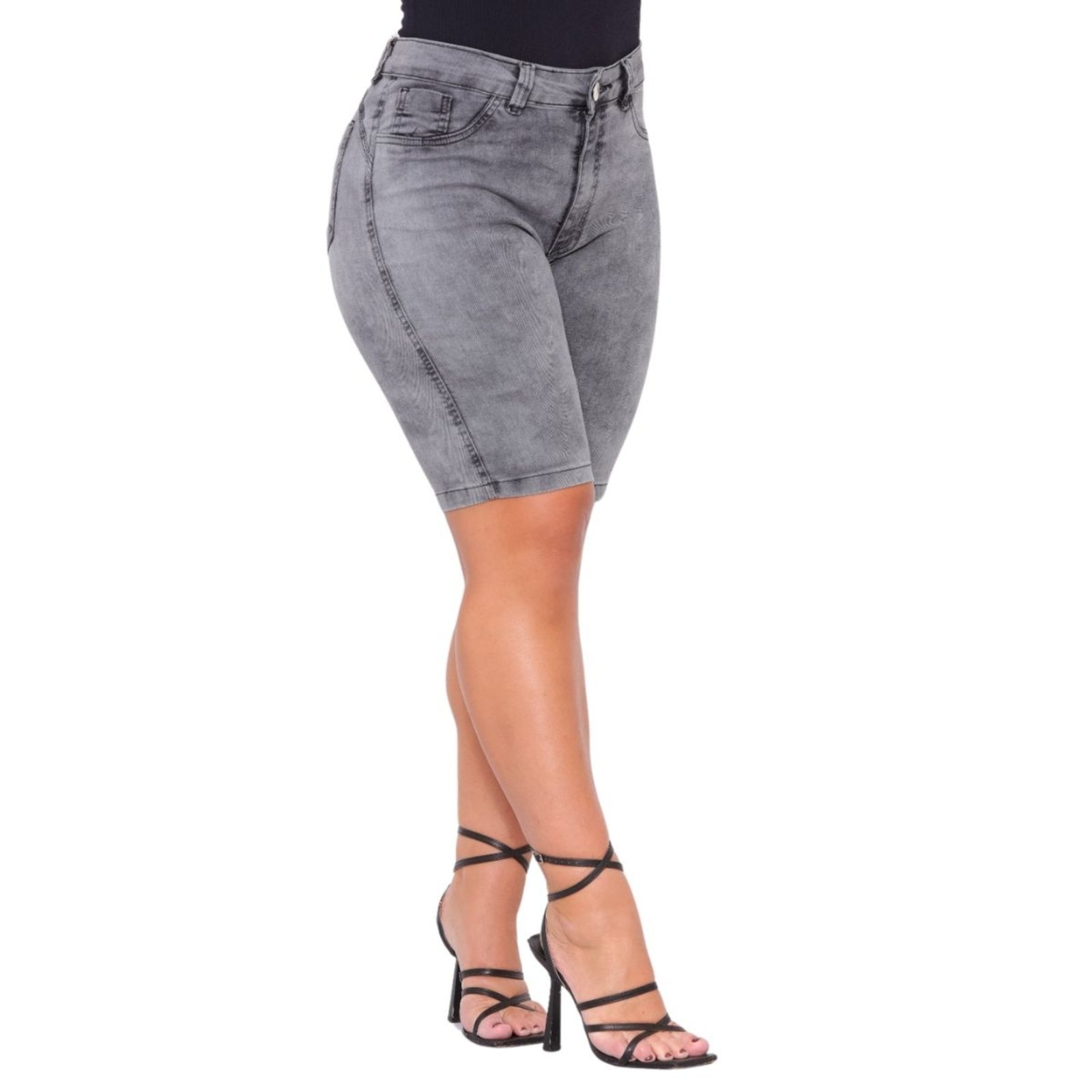 Imagem principal Bermuda Feminina Comprida cor JEANS LIGHT grafite