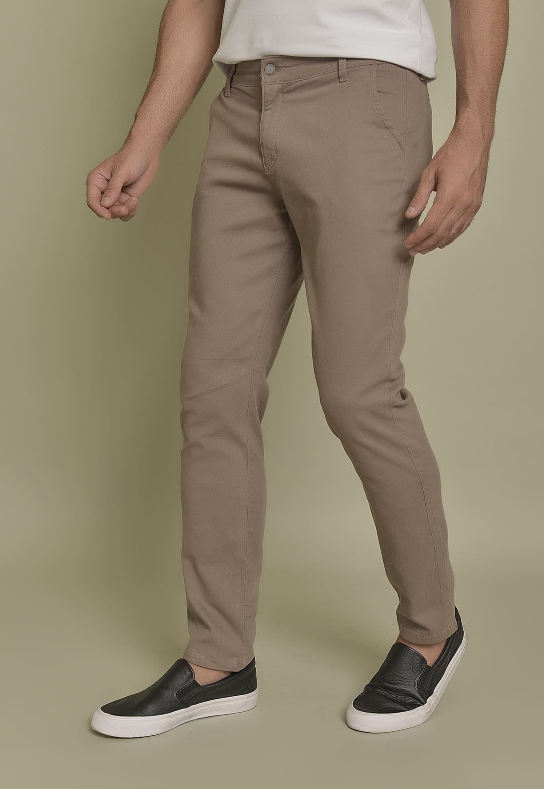 Imagem principal Calça Masculina Slim Fit Sport Fino em Sarja Caqui Lemier Collection LEMIER cáqui caqui