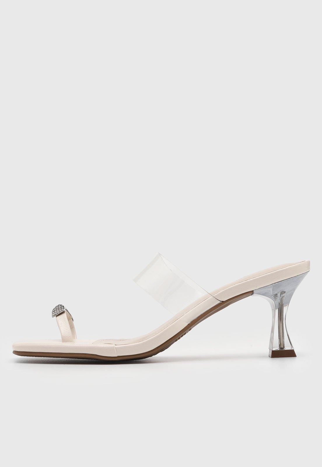 Imagem principal Sandália Feminina Via Marte Tiras Transparentes Salto Geométrico Off-White VIA MARTE off-white white