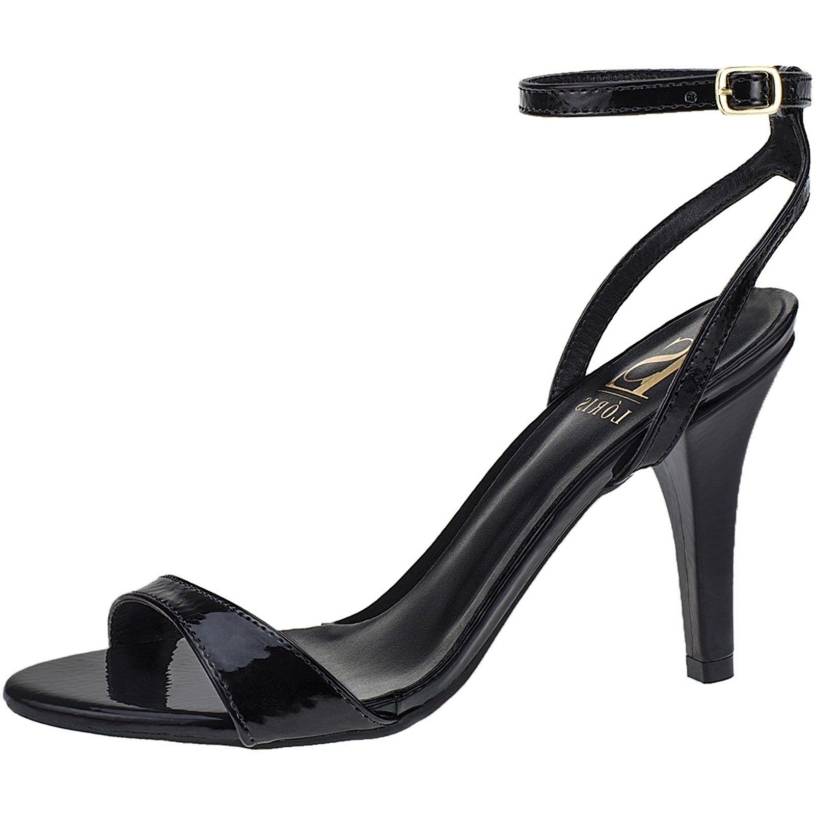 Imagem principal Sandália Feminina Gisele Noiva Salto Fino Alto com Traseiro Fivela Bico Redondo LÓRIS SHOES preto