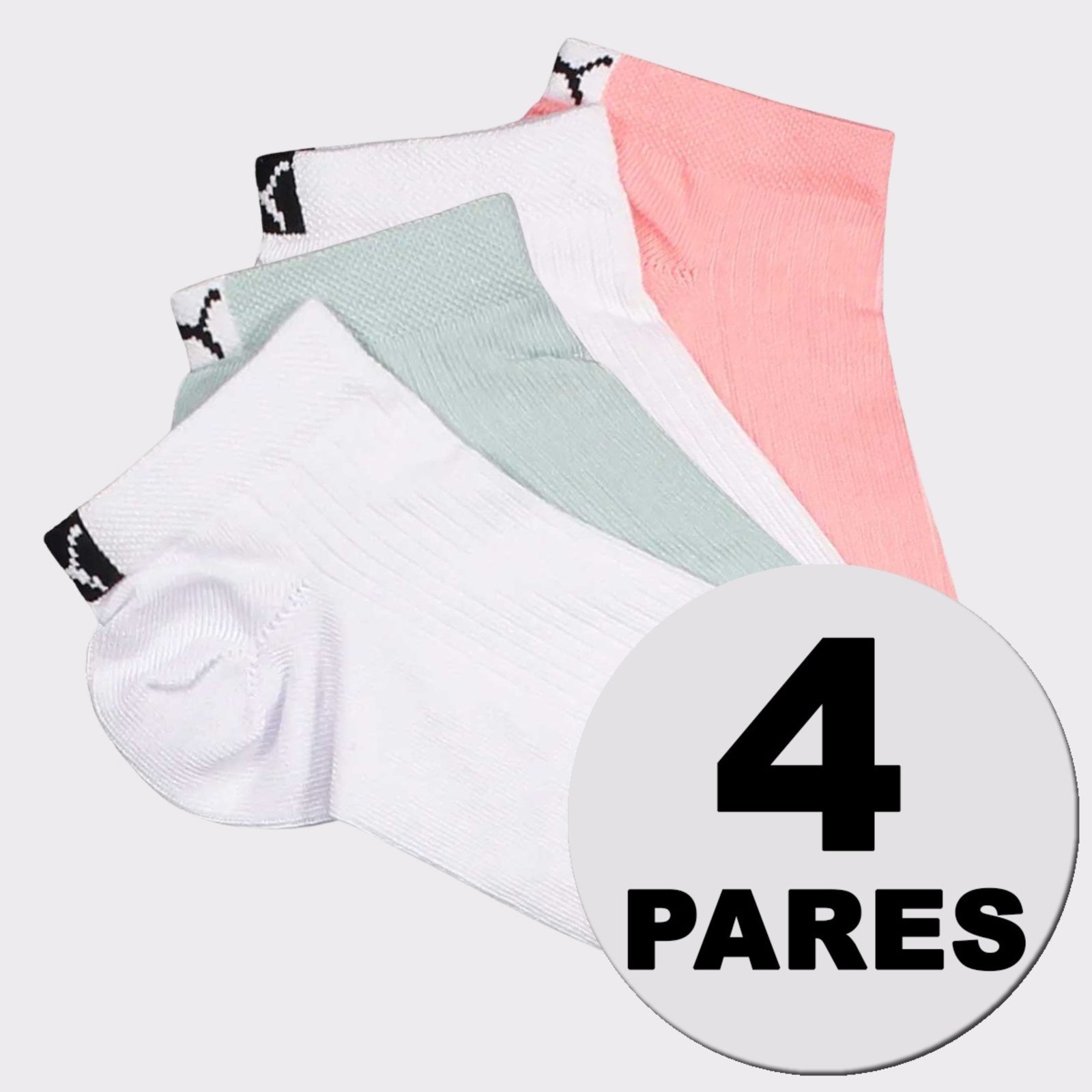 Imagem principal Kit Meia Puma Sapatilha 4 Pares Feminina Branca e e Verde Puma rosa