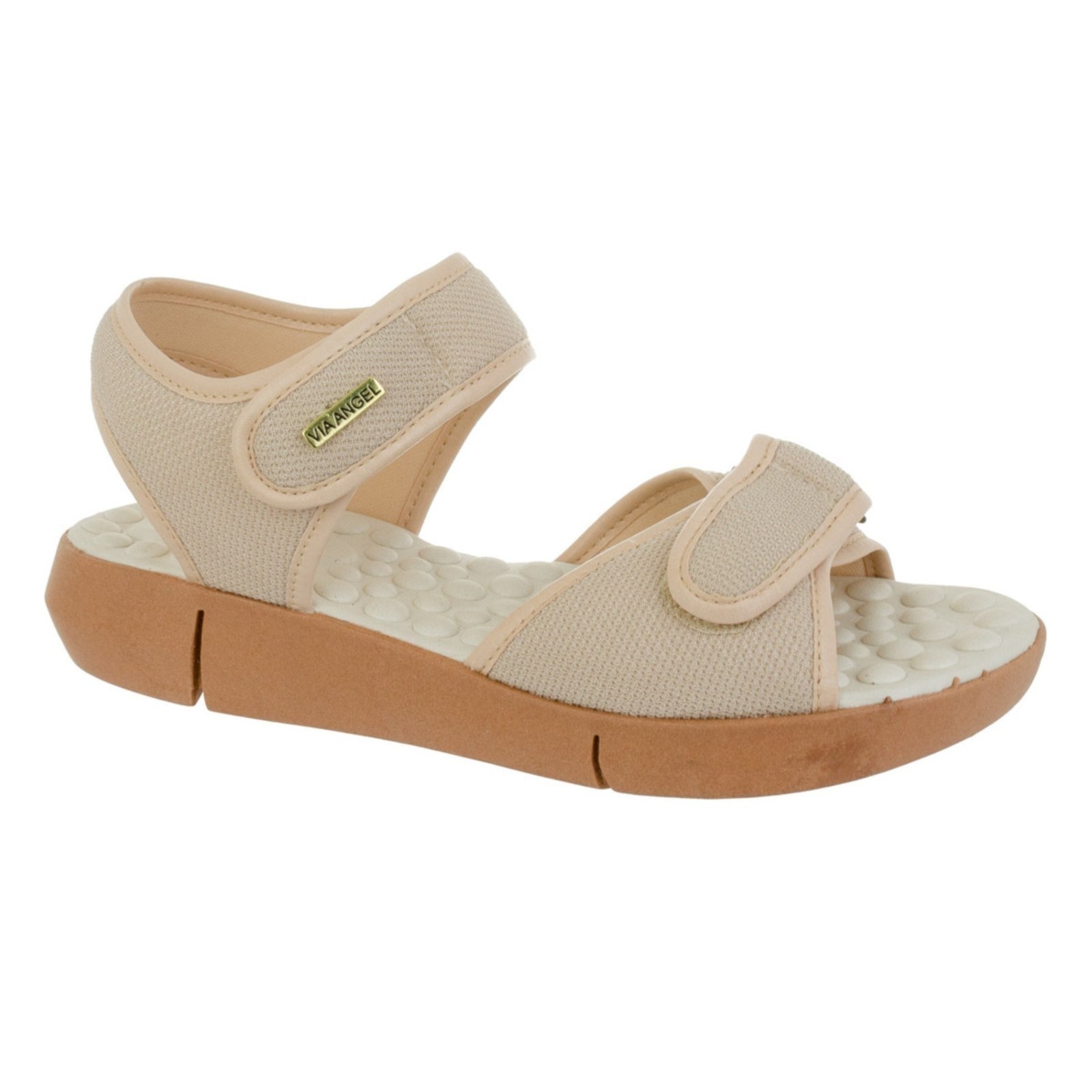 Imagem principal Sandália Papete Feminina Ortopédica Anatômica Massageadora Leve Macia Utra Conforto Via Angel 56.04 VIA ANGEL bege