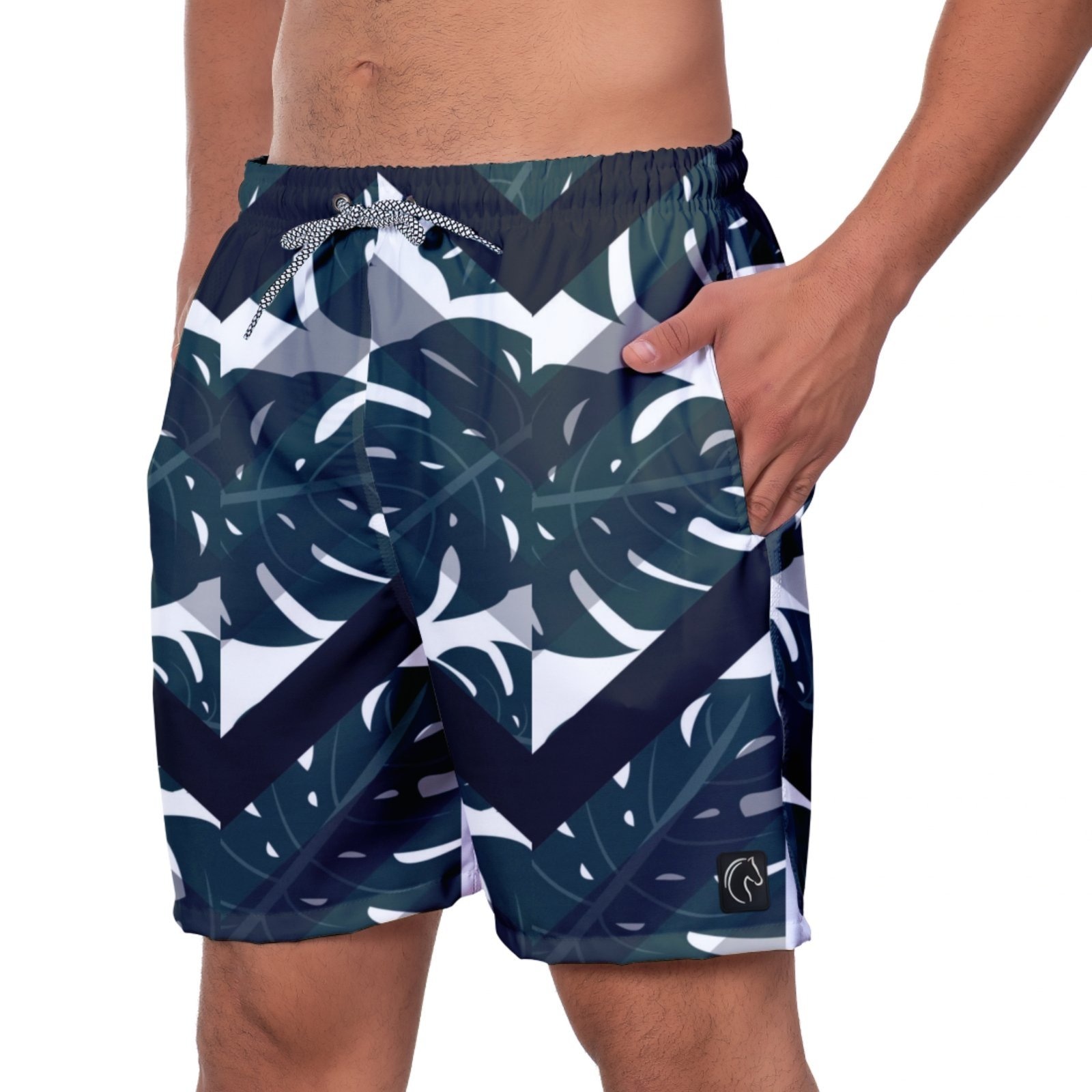 Imagem principal Bermuda Listrada Masculina W2 Shorts Tactel Premium Folhas e Verdes Moda Praia Estilo Casual Super Confortável Secagem Rápida W2 STORE branco/estampado/floral/preto/verde/verde militar
