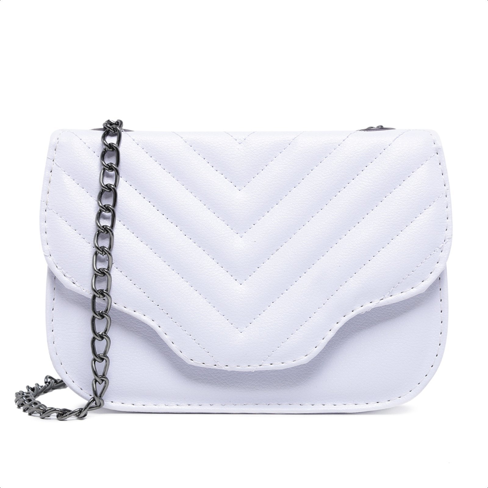 Imagem principal Bolsa Feminina Branca Pequena Festa Clutch Alça Corrente Carmelo Shoes Festa Madrinha Balada CARMELO SHOES branco