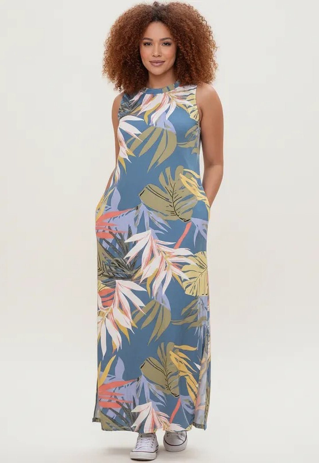 Imagem principal Vestido CabanaFree Longo Plano com Bolso Estampa Brisa Botânica Cabanafree estampado