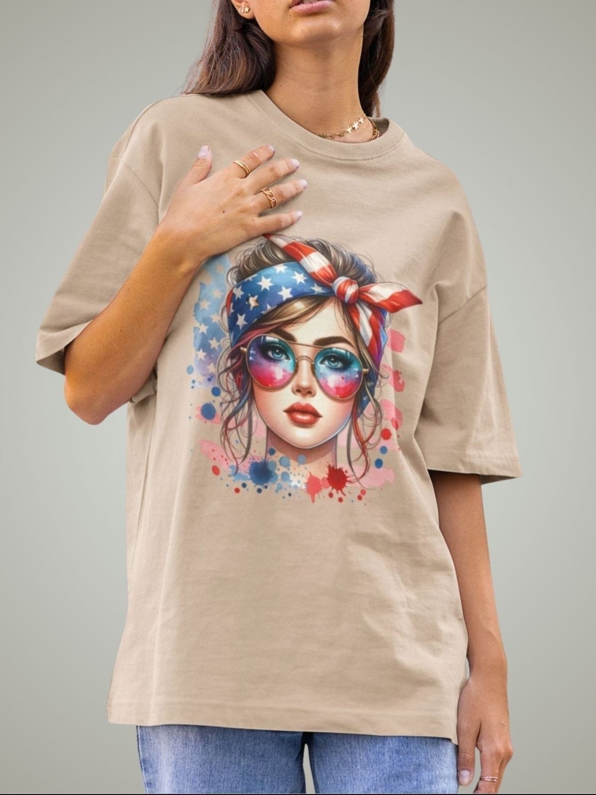Imagem principal Camiseta Feminina GuGi Mulher Americana U.S.A Caqui Gugi cáqui caqui