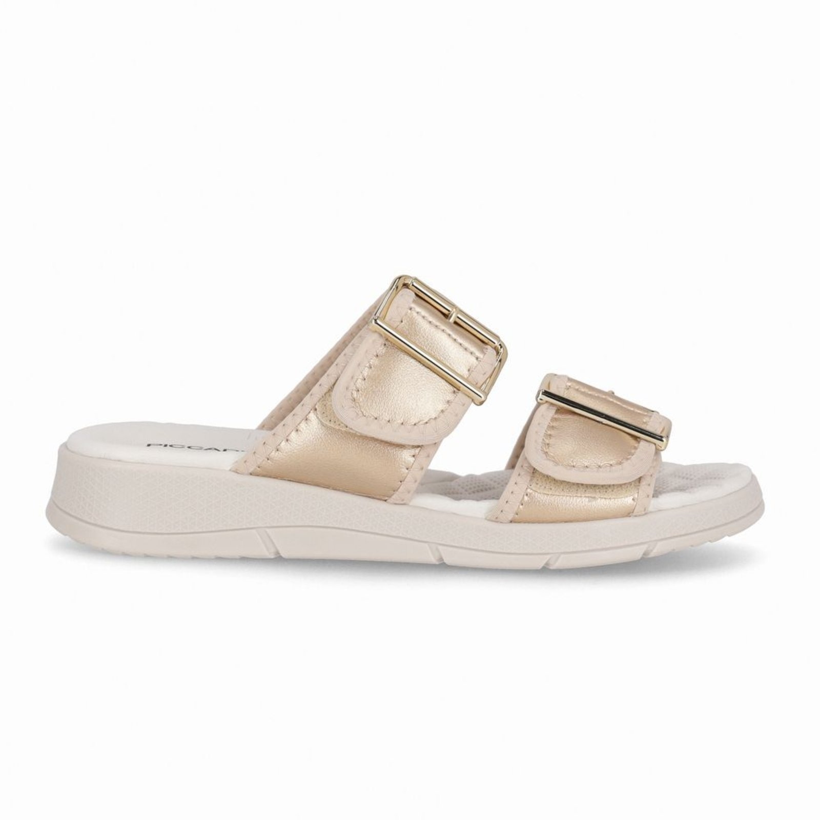 Imagem principal Tamanco Esporão Anabela Médio Ouro com Marfim Piccadilly prata