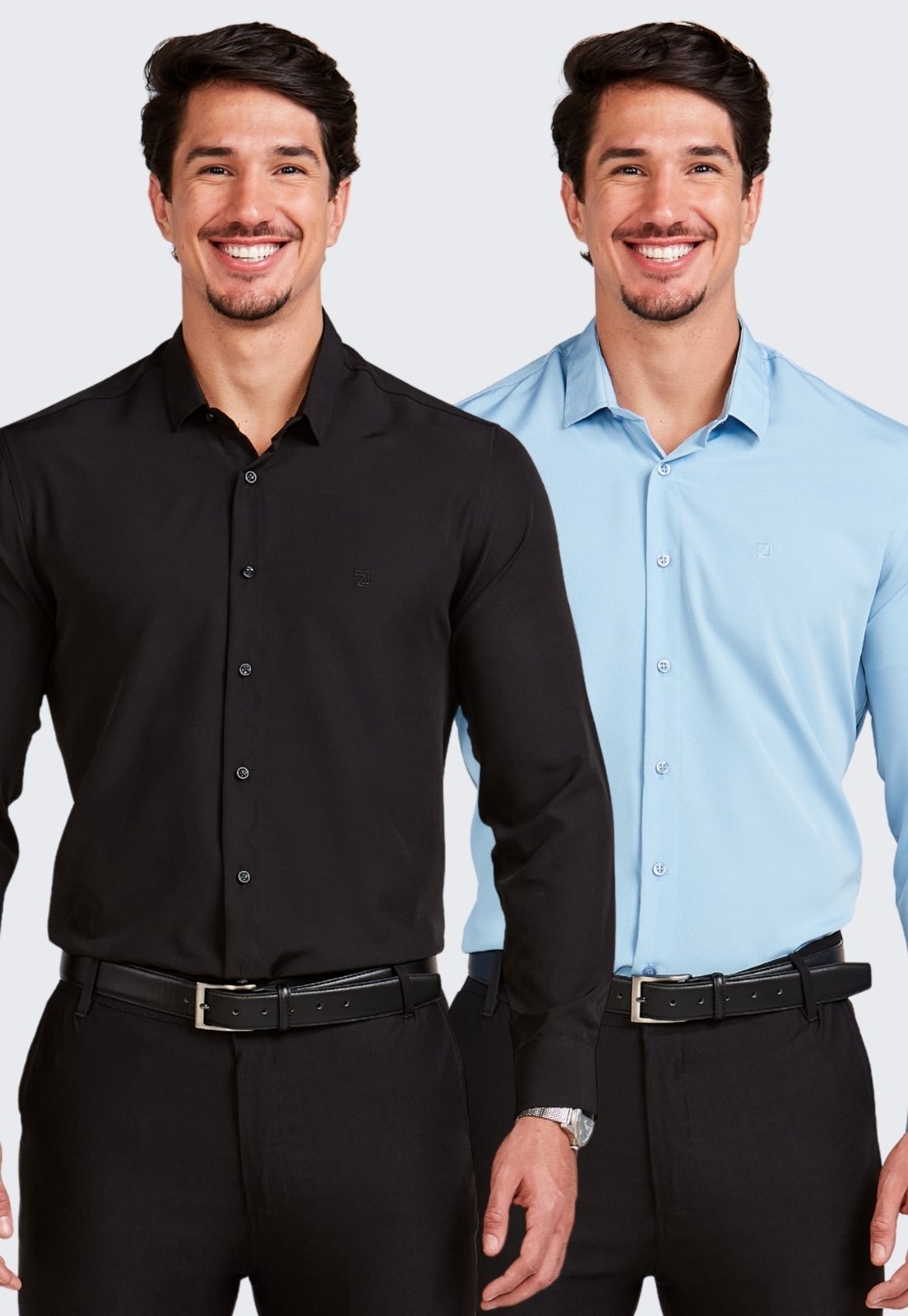 Imagem principal Kit 2 Camisa Social Masculina Manga Longa Daze Modas Preto e Daze Modas azul/preto azul