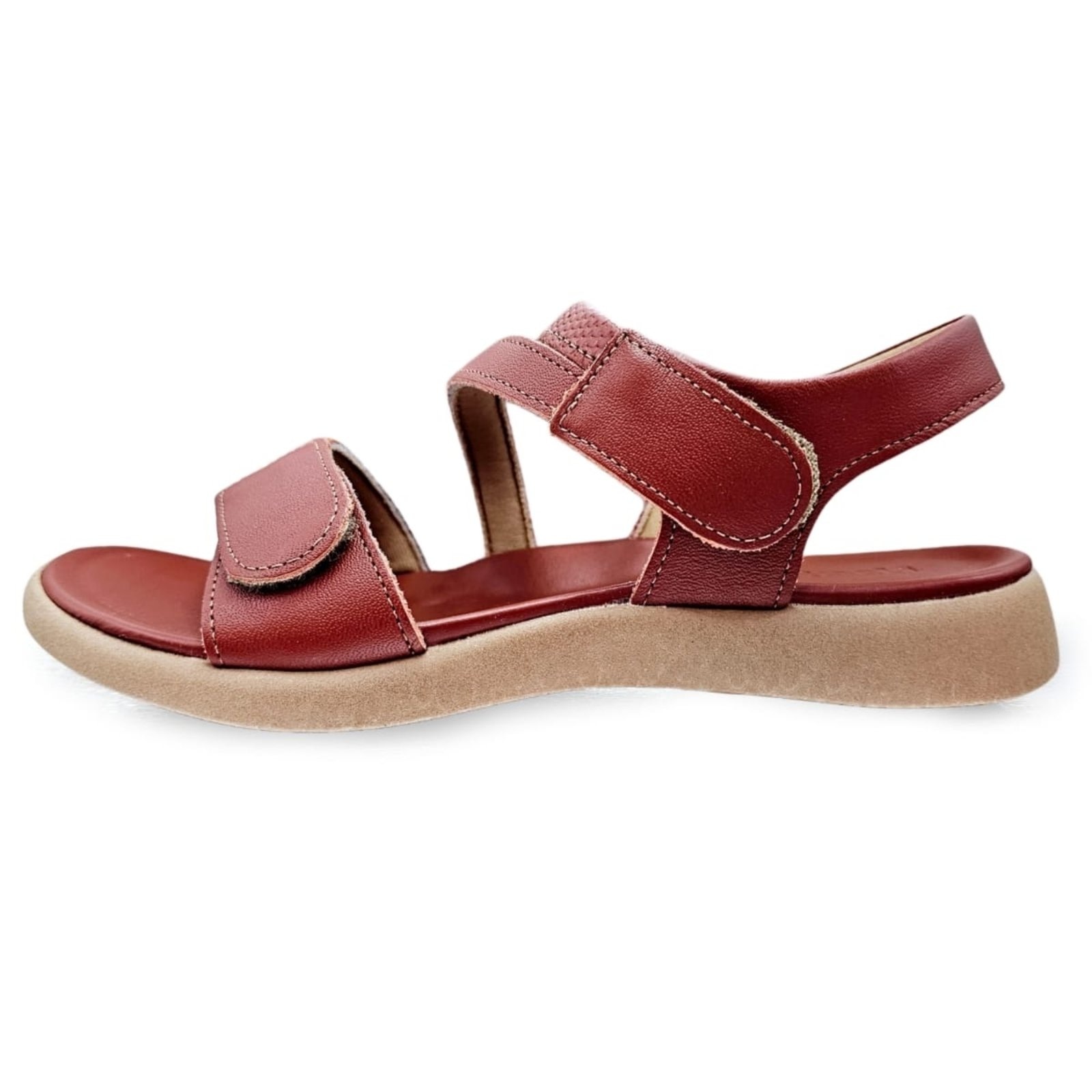 Imagem principal Sandália Feminina Usaflex Couro Tira Ajustável Conforto Terracota Usaflex vermelho