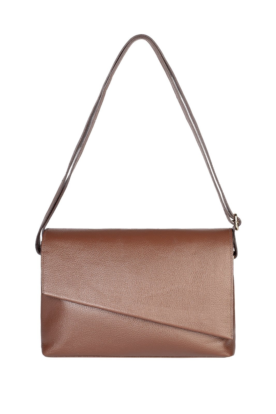 Imagem principal Bolsa tiracolo de couro liso com tampa Rose - Whisky Andrea Vinci café rose