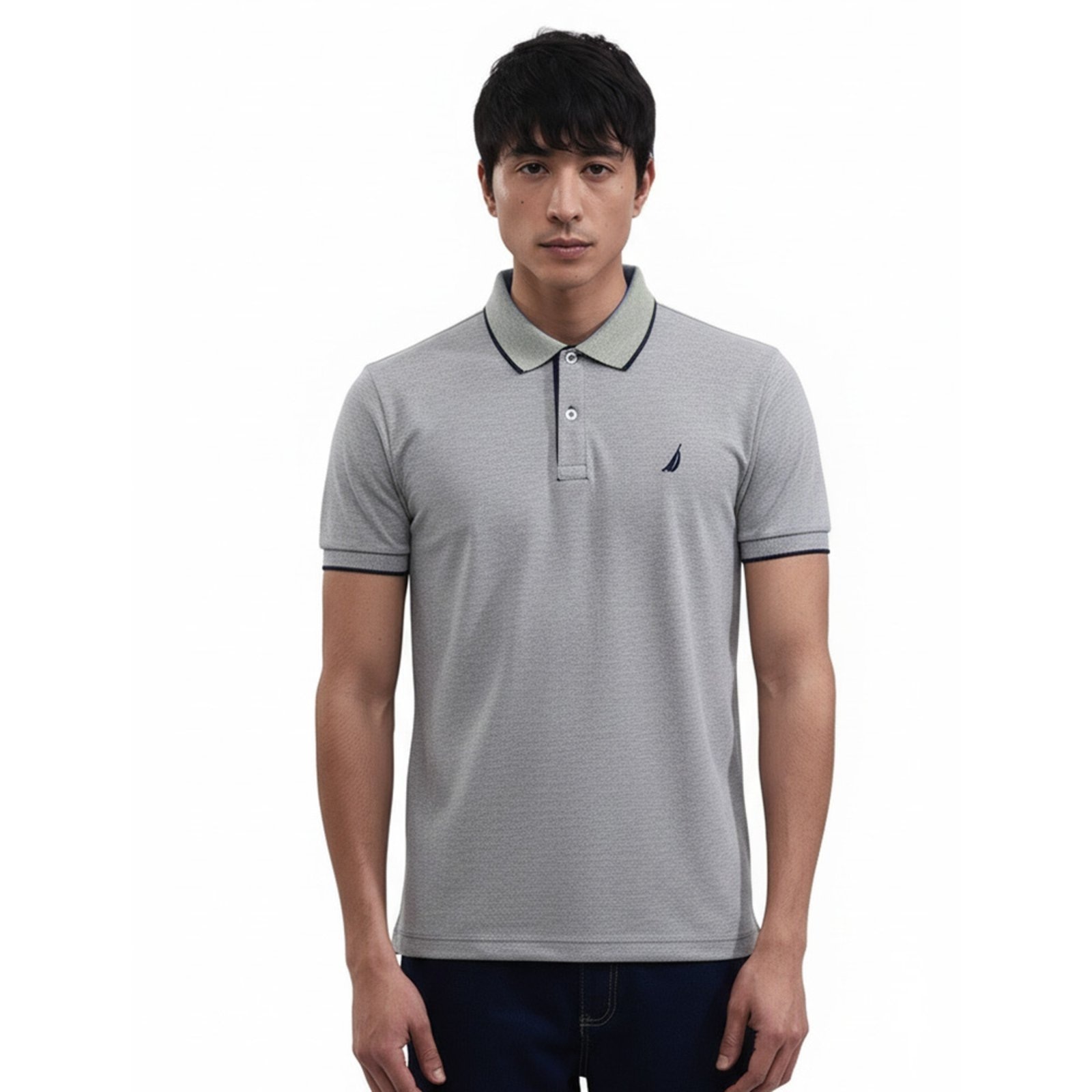 Imagem principal Polo Nautica Manga Curta Malha Delfos Gold Marinho Nautica azul marinho gold