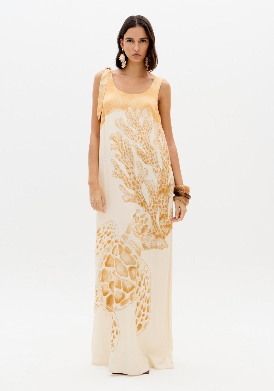 Imagem principal Vestido Longo Estampado Com Amarração Lança Perfume amarelo