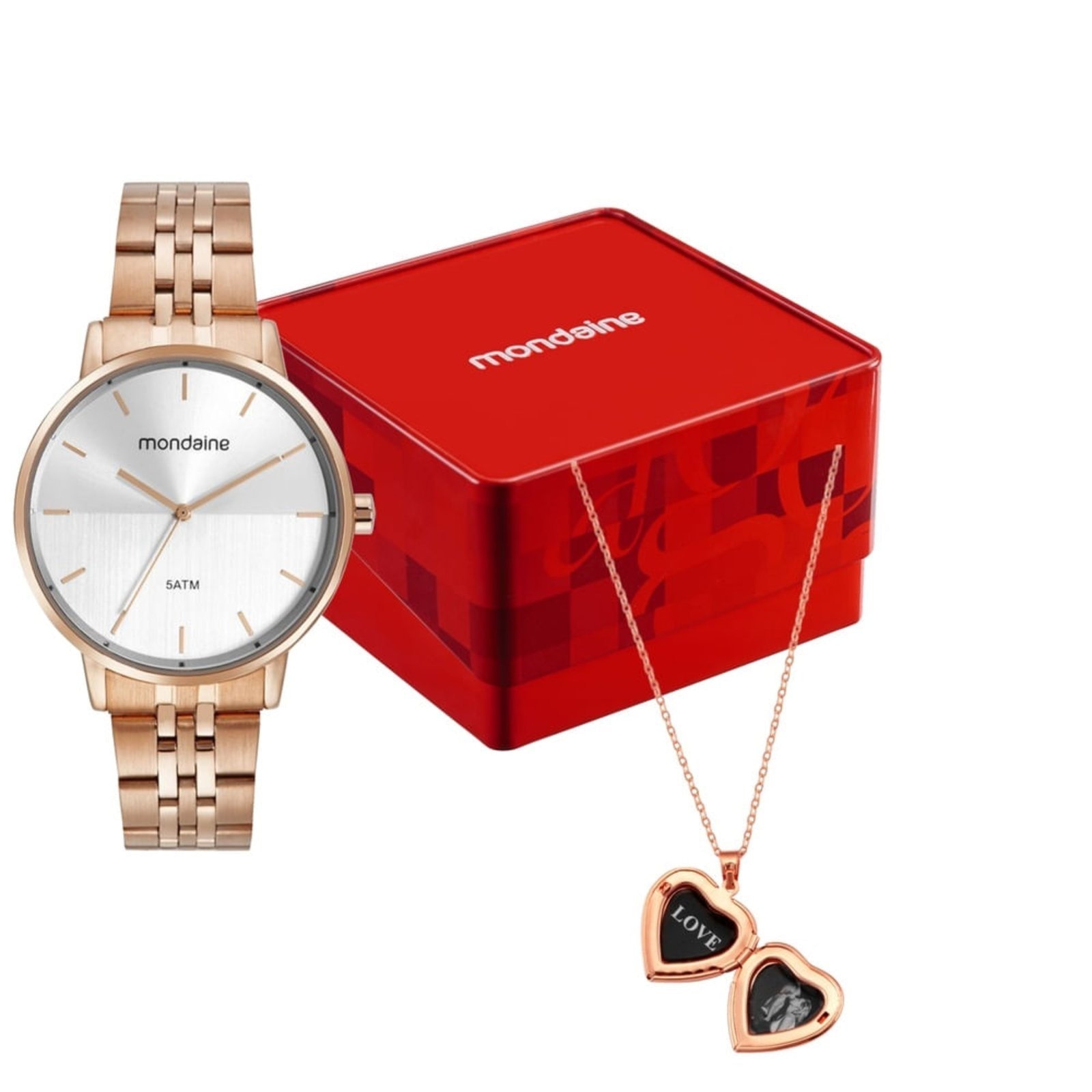 Imagem principal Kit Relógio Feminino Mondaine Aço Analogico com Colar Mondaine rosa