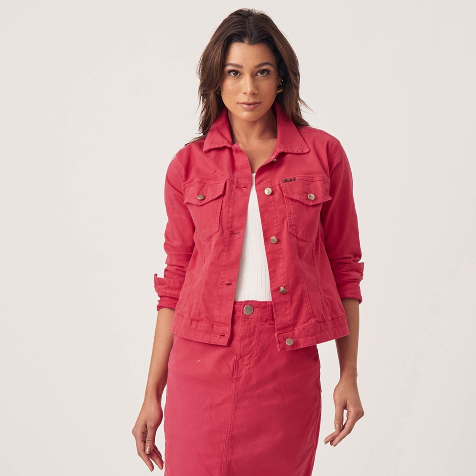 Imagem principal Jaqueta Jeans Color Clássica Pimenta Bloom rosa