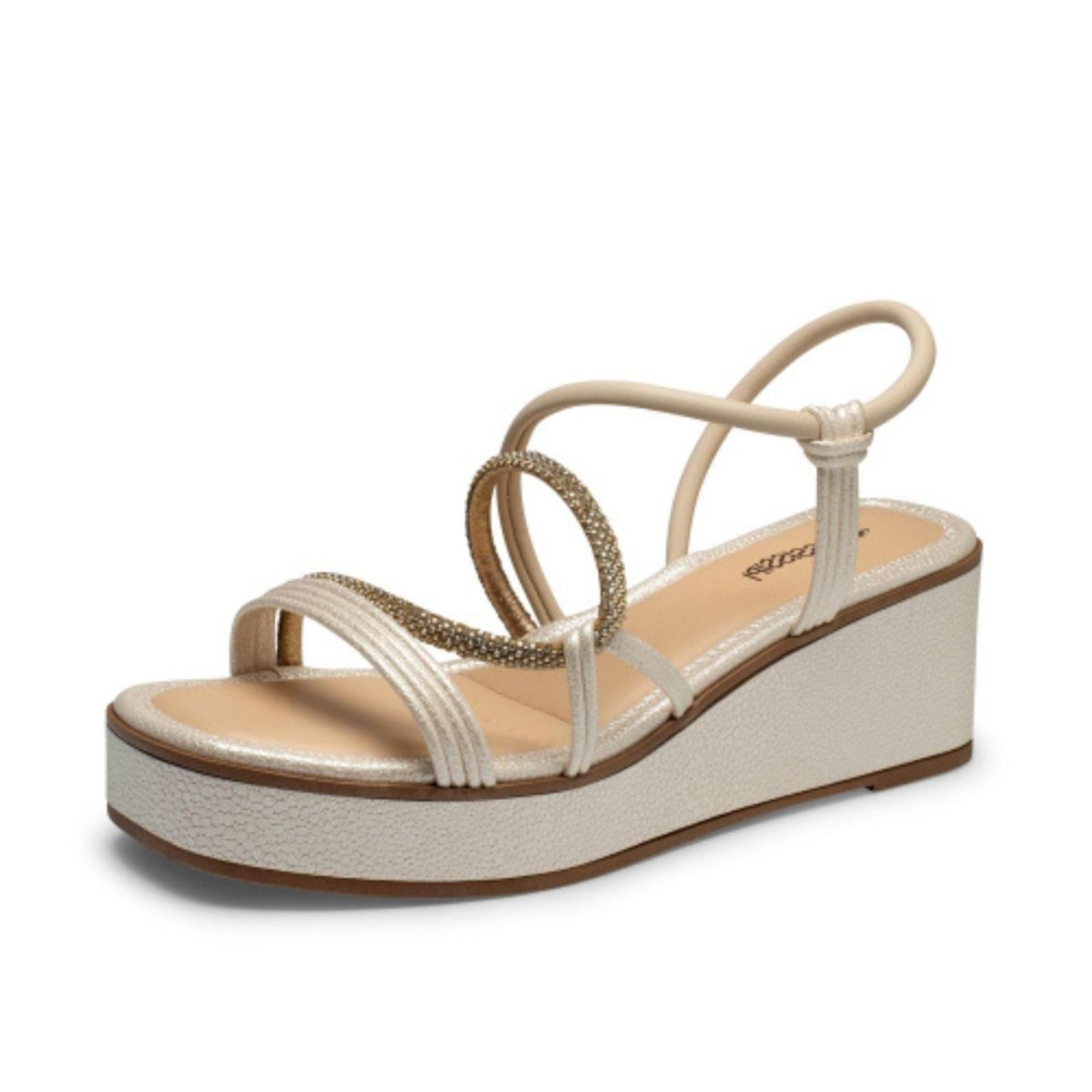 Imagem principal Sandália Feminina Flatform Anabela Off White Trançada Brilho Santa Rosa off-white white