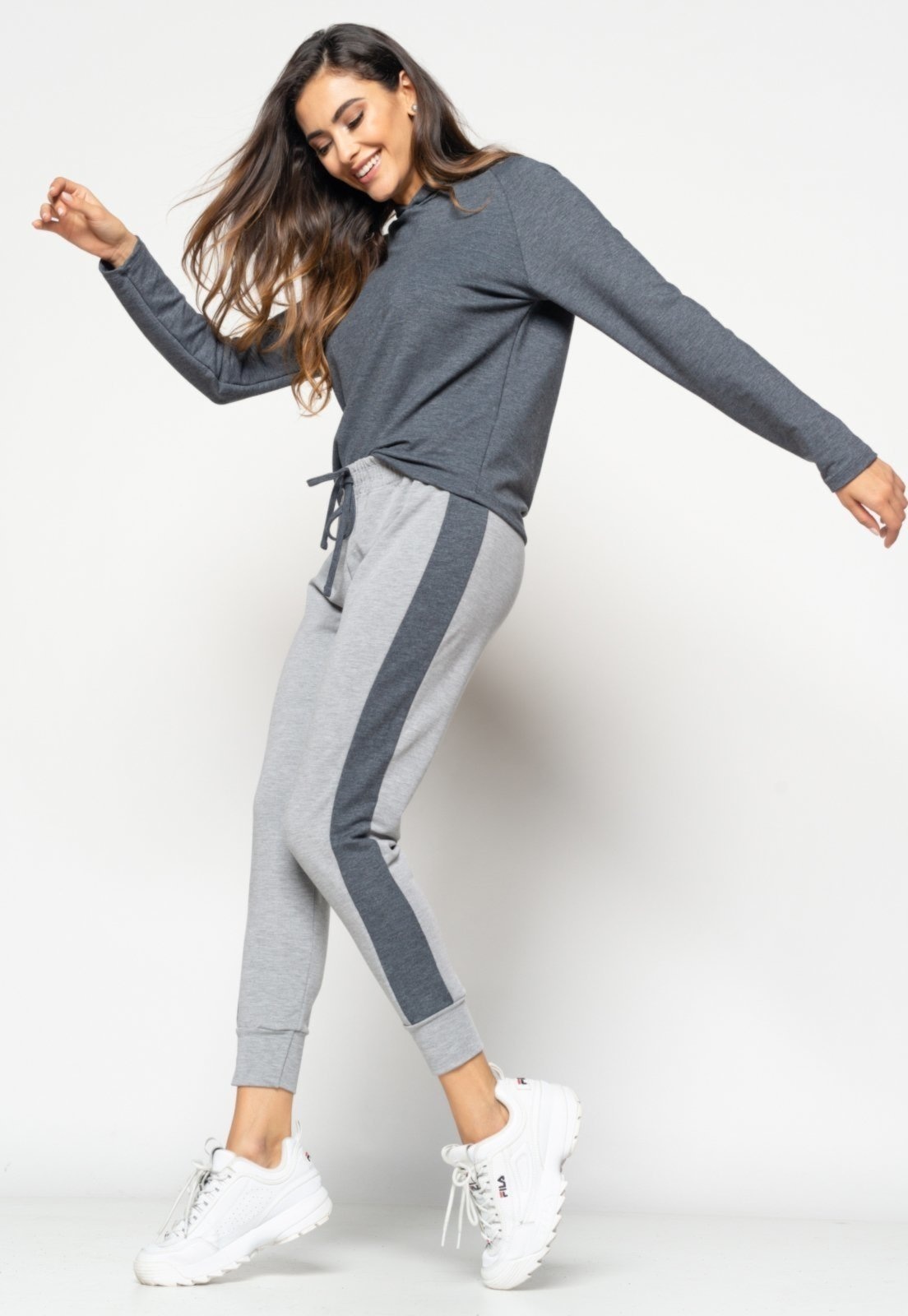 Imagem principal Conjunto Salvatore Comfy Com Casaco Capuz Grafite e Jogger Moletinho Mescla Salvatore Fashion cinza