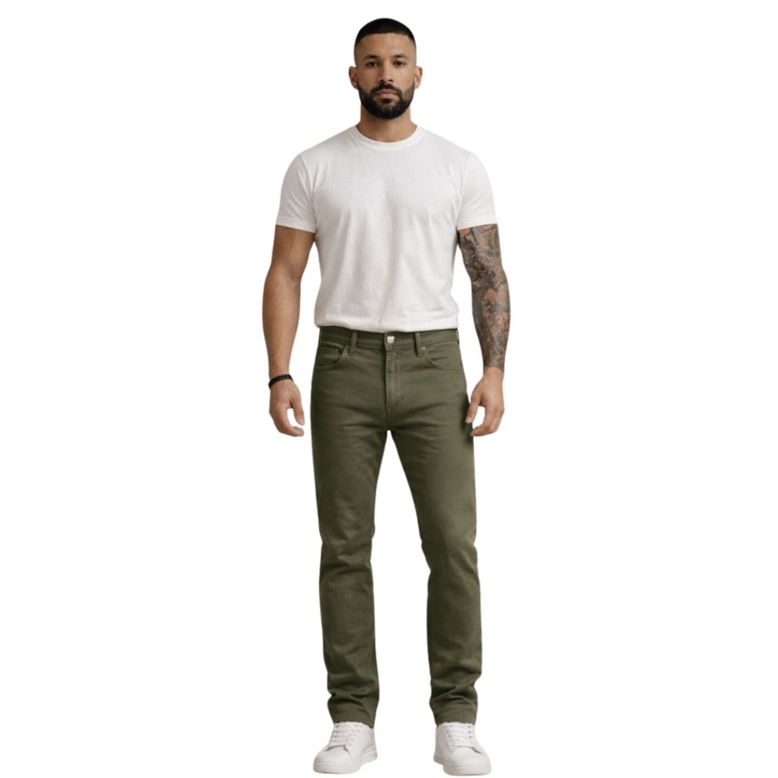 Imagem principal Calça Sarja Masculina Slim Casual Premium Confortável FMF verde