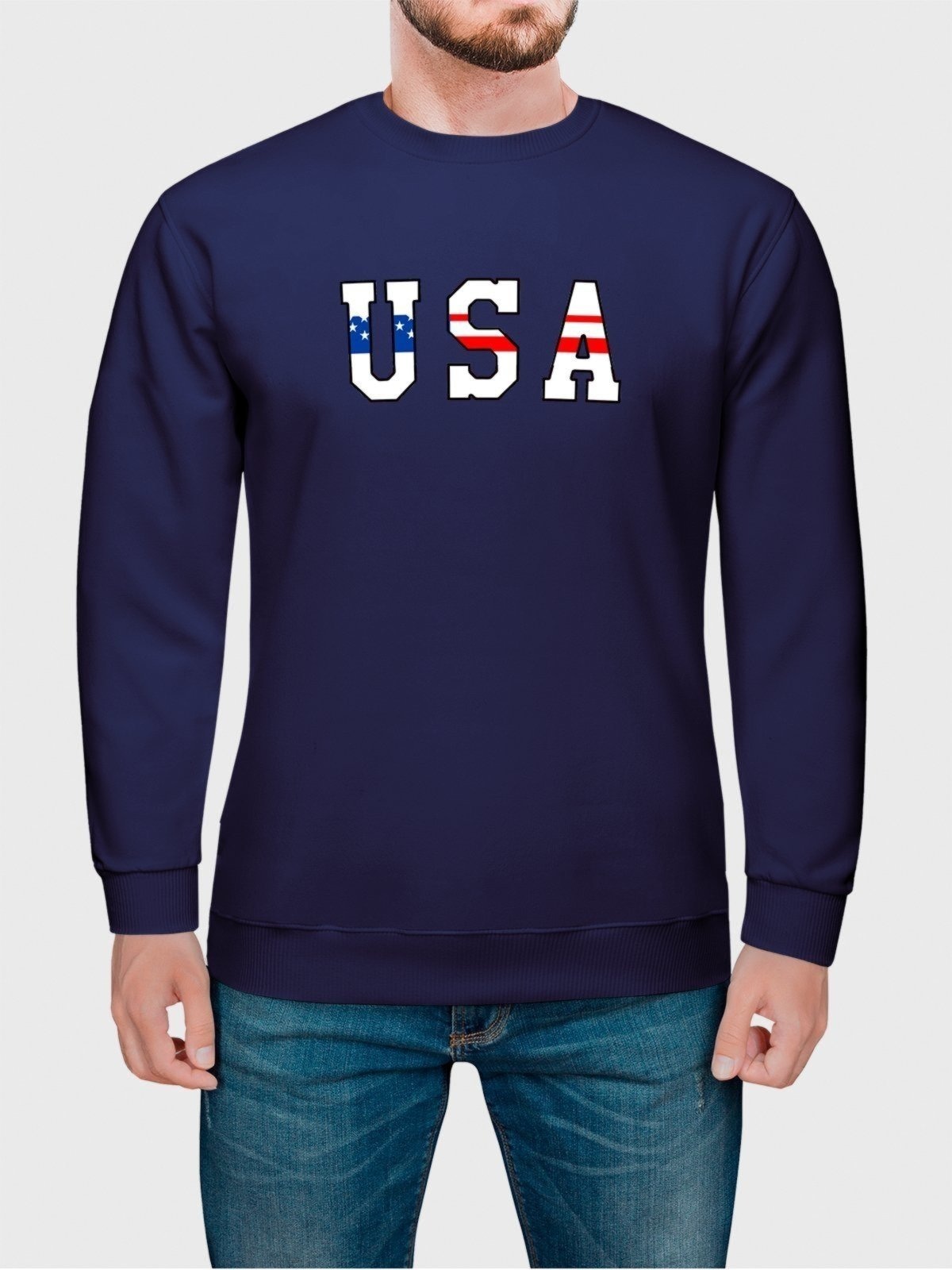 Imagem principal Moletom Gola Redonda Masculino Flanelado Estampa USA Benellys azul marinho