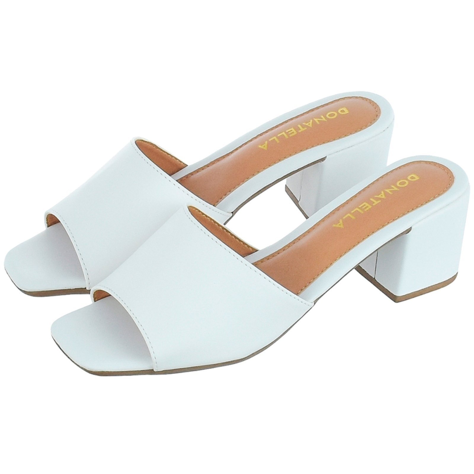 Imagem principal Sandália Feminina Tamanco Salto Alto Bloco CM Calçados Liso Monte Shoes branco