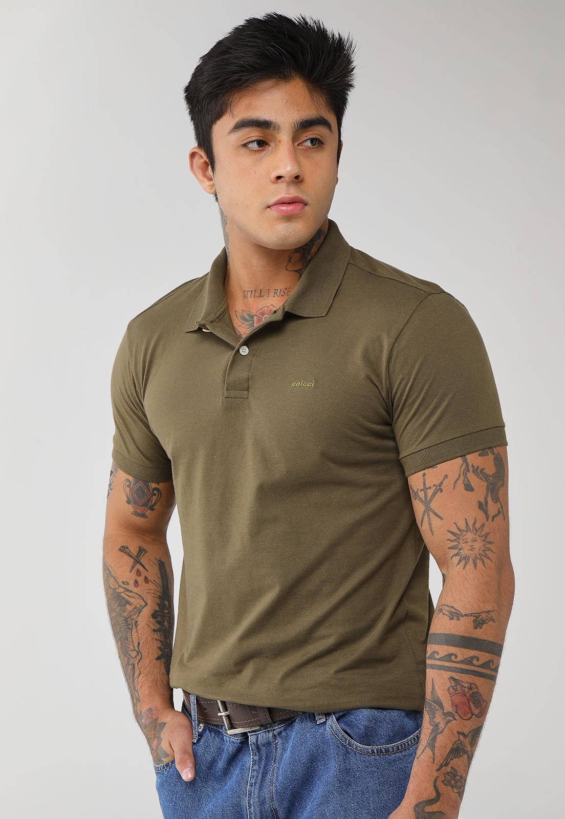Imagem principal Polo Masculina Colcci Gola Tradicional Oliva Colcci verde