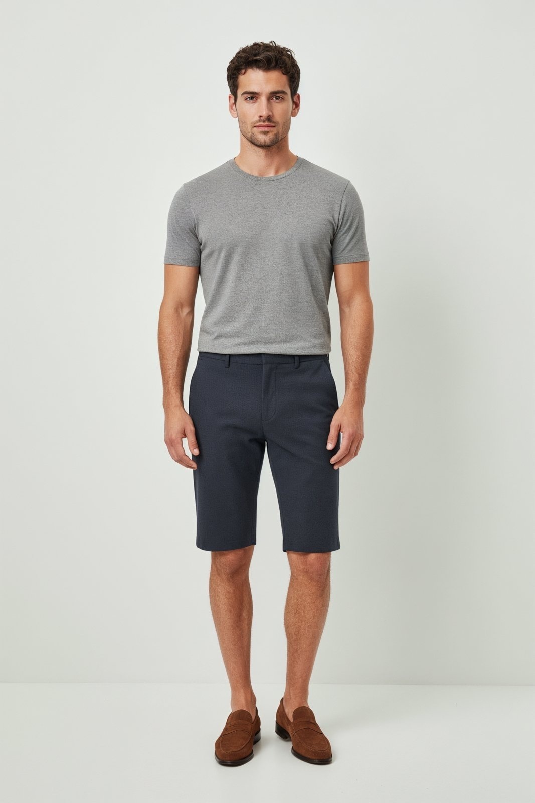 Imagem principal Bermuda Alfaiataria Slim Traymon Chumbo Mescla Traymon estampado