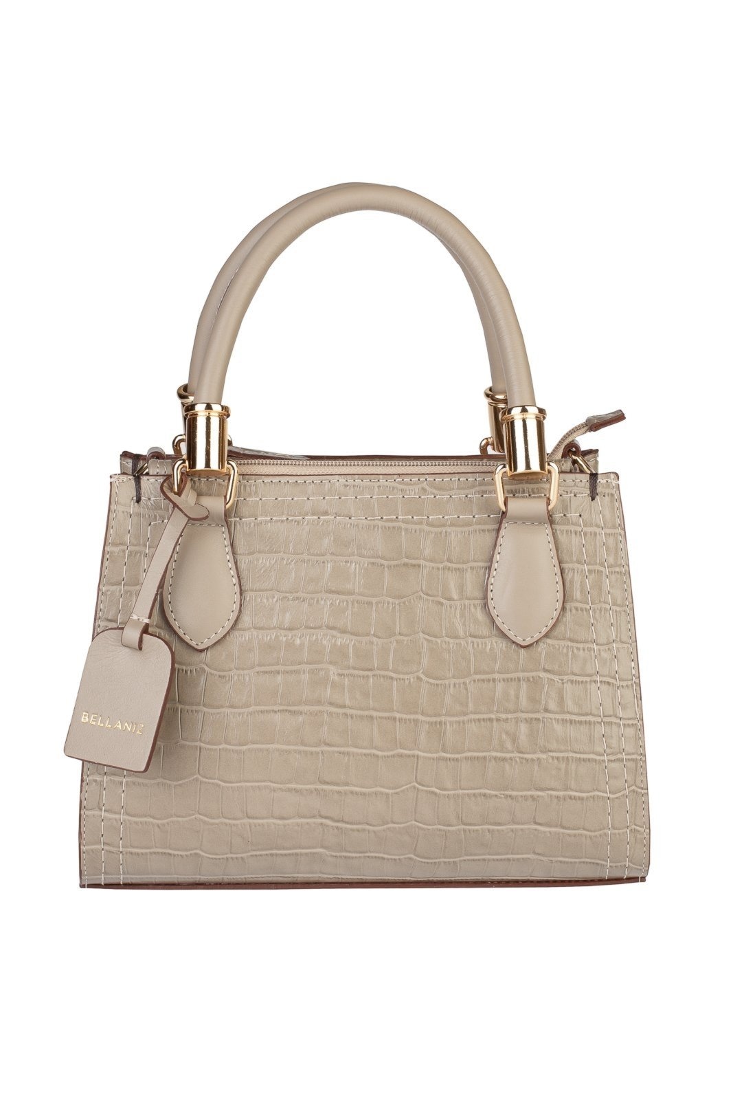 Imagem principal Bolsa Bellaniz Baú De Couro Croco Andressa - Amêndoa Bellaniz caramelo
