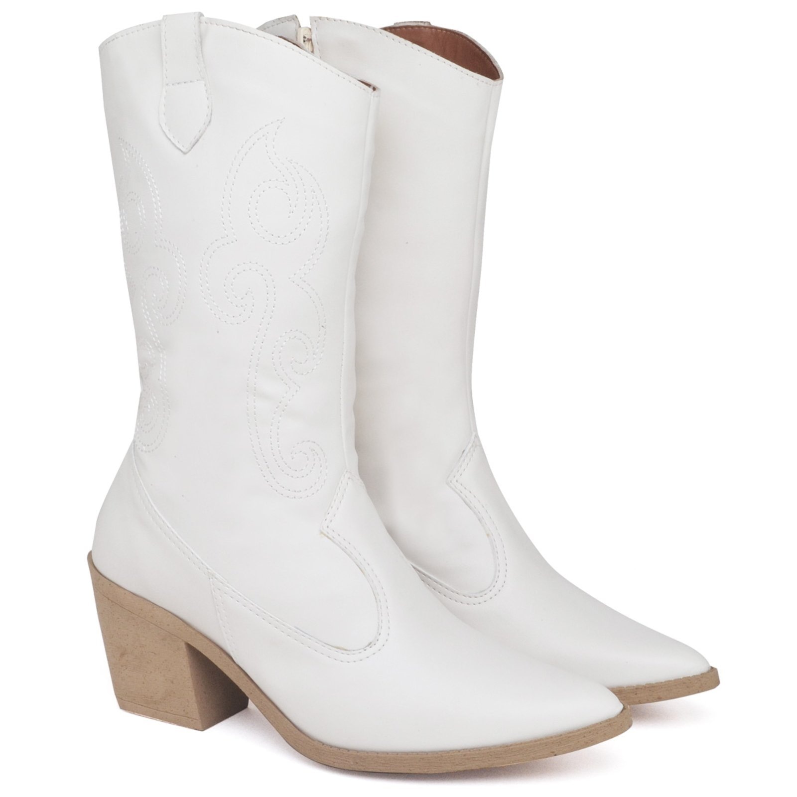 Imagem principal Bota Feminina Texana Western Country Cano Médio Napa Off White ZAFREM off-white white