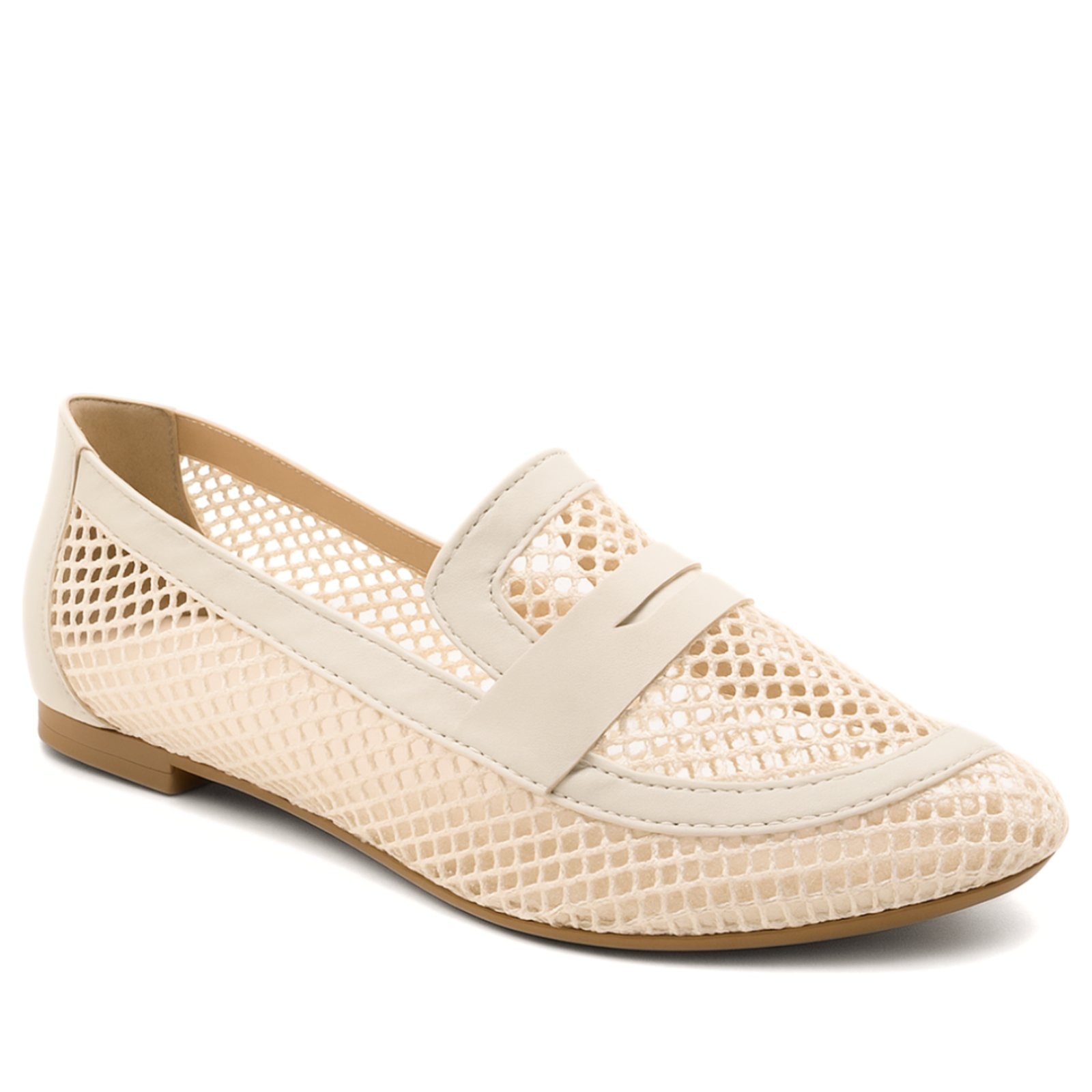 Imagem principal Mocassim Em Redinha Vazado Feminino Sapato Fechado Loafer Off White 5403 Flor da Pele off-white white