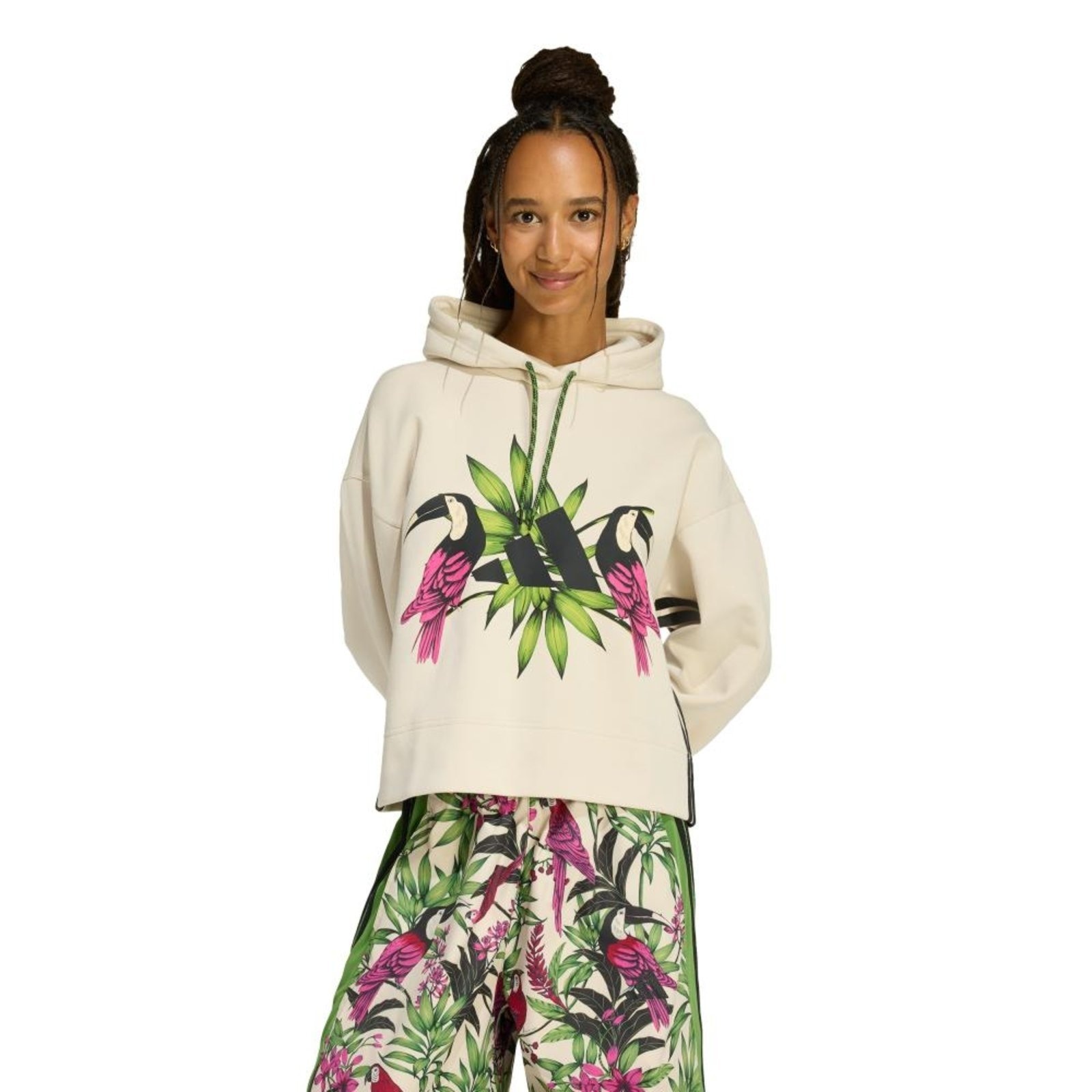 Imagem principal BLUSA CAPUZ adidas X FARM RIO adidas Sportswear adidas Sportswear bege