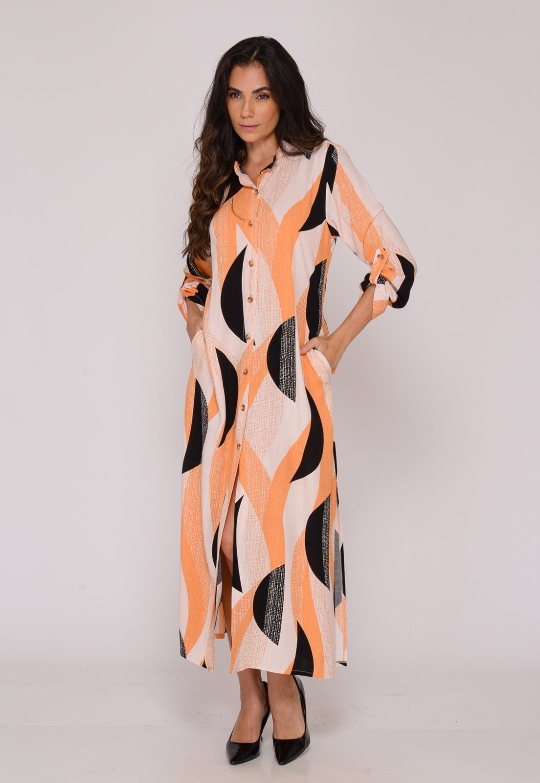 Imagem principal Vestido Chemise Botões M/L B’Bonnie Valentina Off B'Bonnie estampado