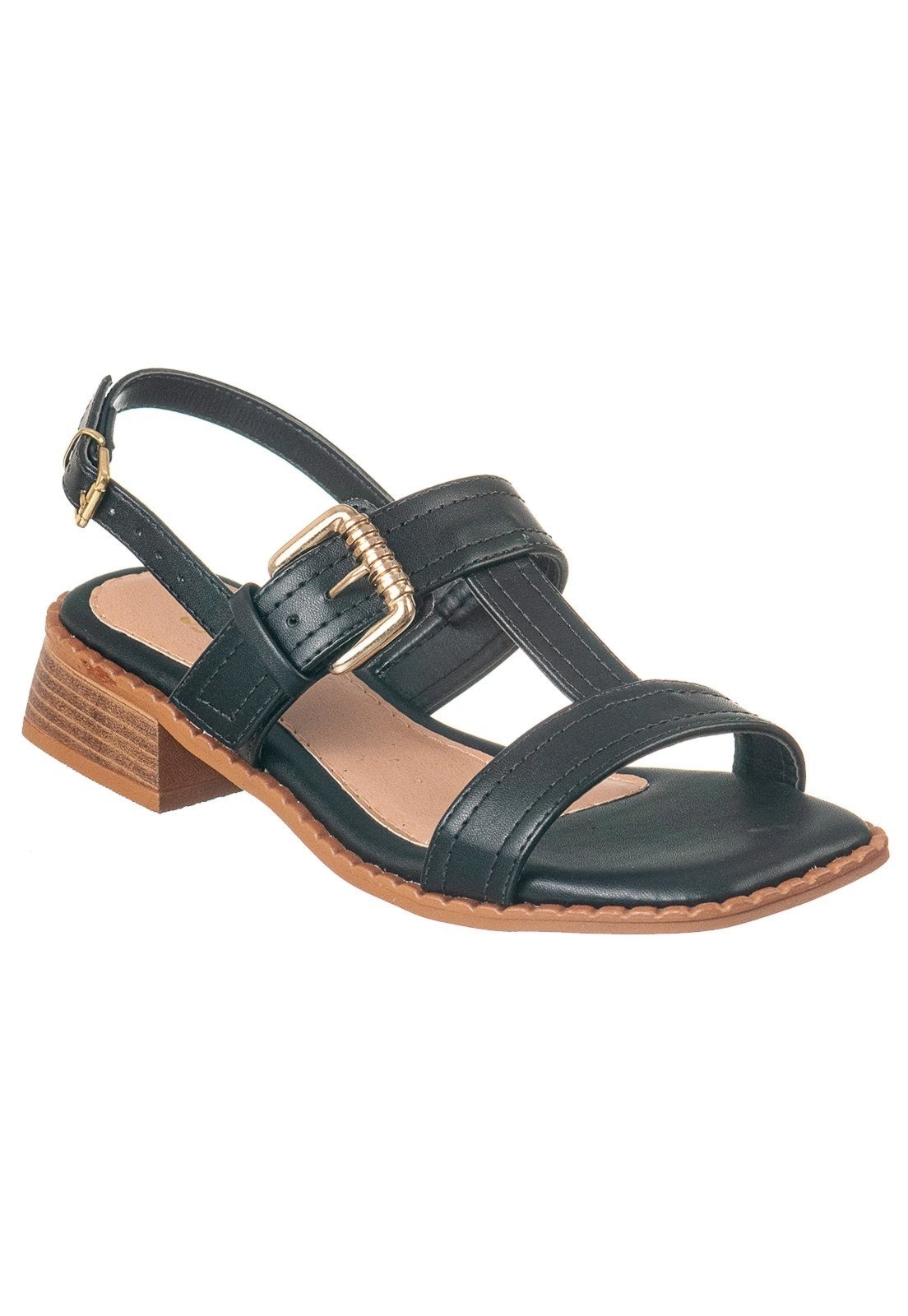 Imagem principal Sandália Feminina Via Birigui Salto Baixo c/ Fivela Lateral VIA BIRIGUI preto