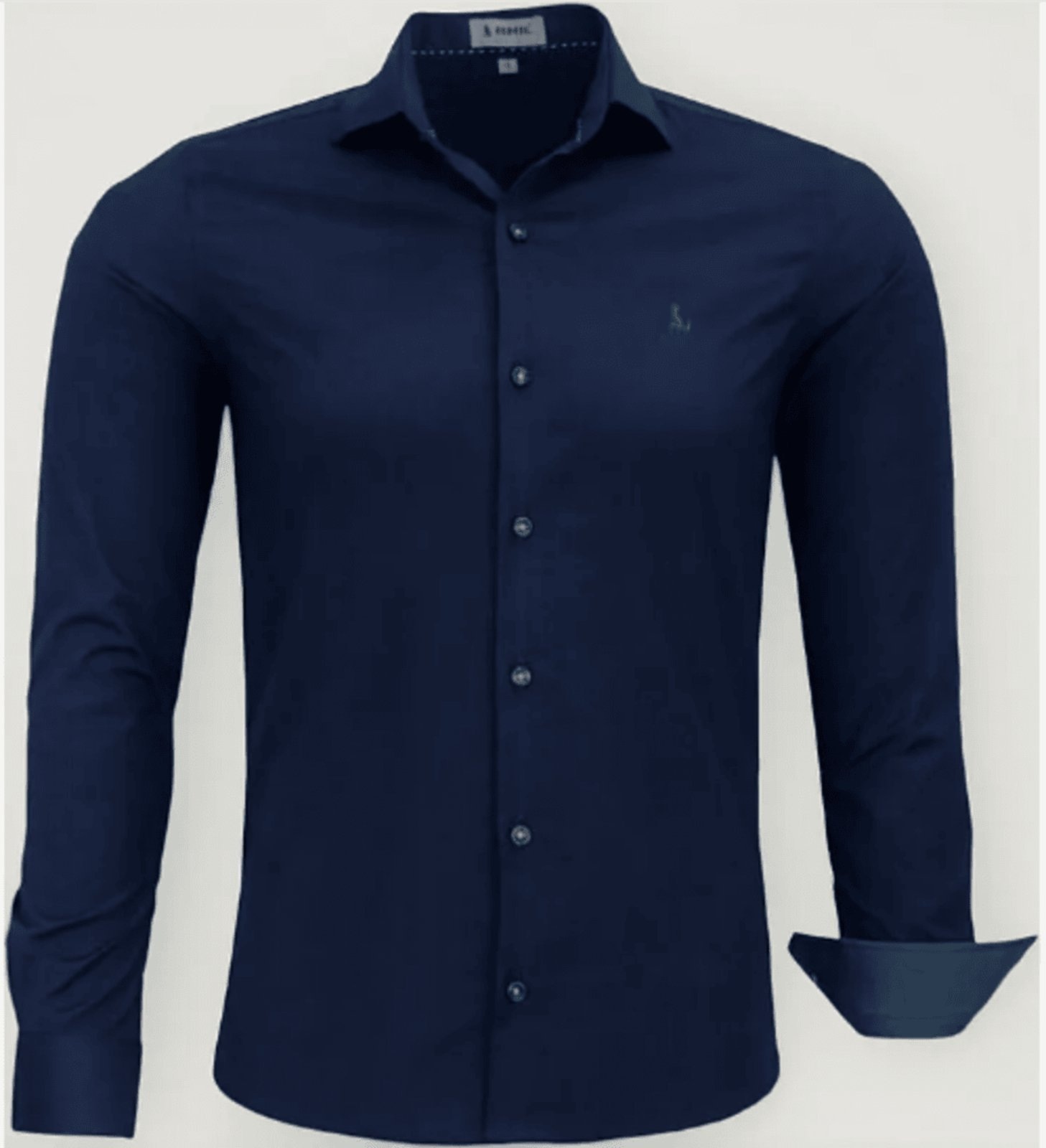 Imagem principal Camisa Social Amil Slim Banner Misto Com Elastano Macia Fácil de Passar Manga Longa Luxo Marinho Amil azul marinho