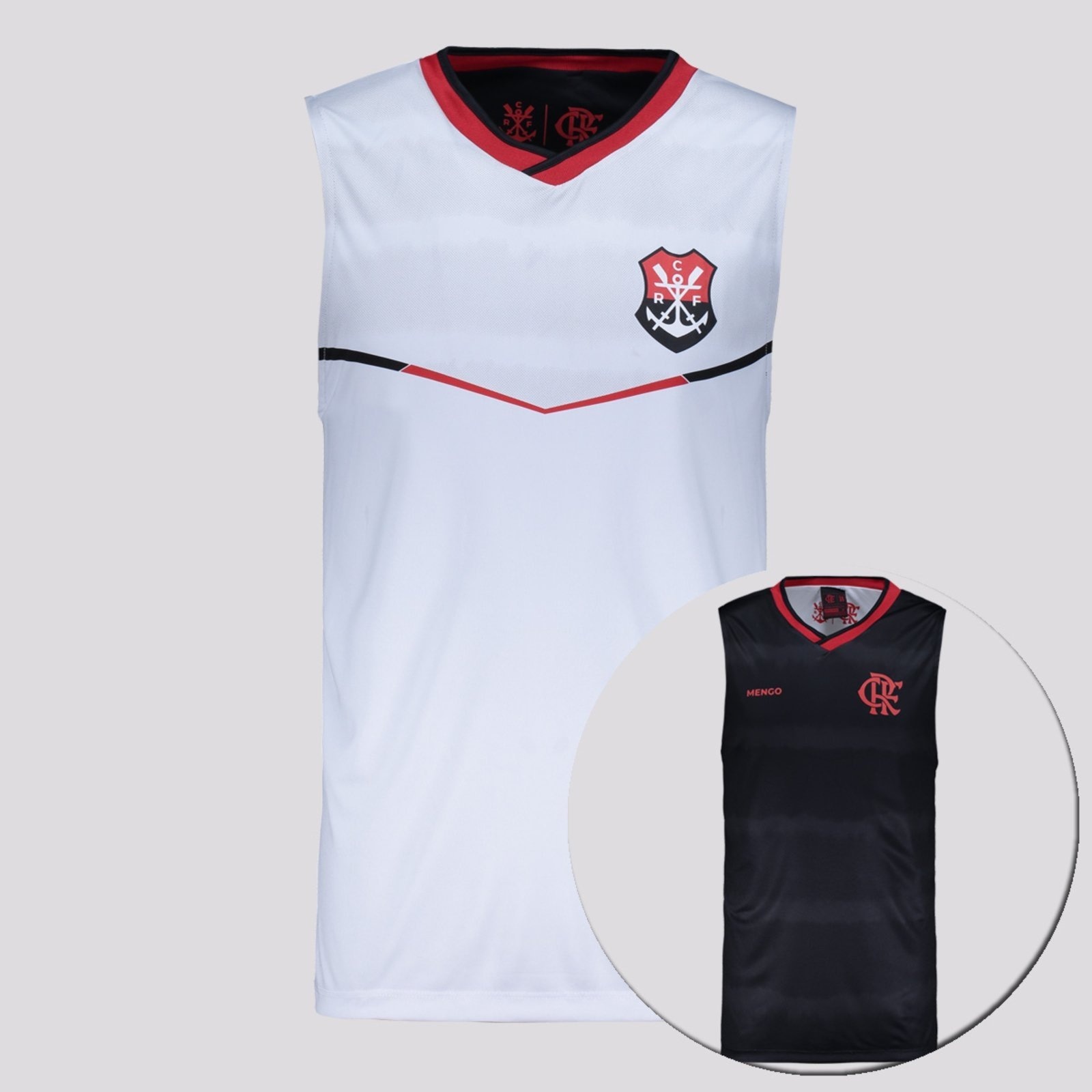 Imagem principal Regata Flamengo Trajeto Dupla Face Branca e Preta braziline preto