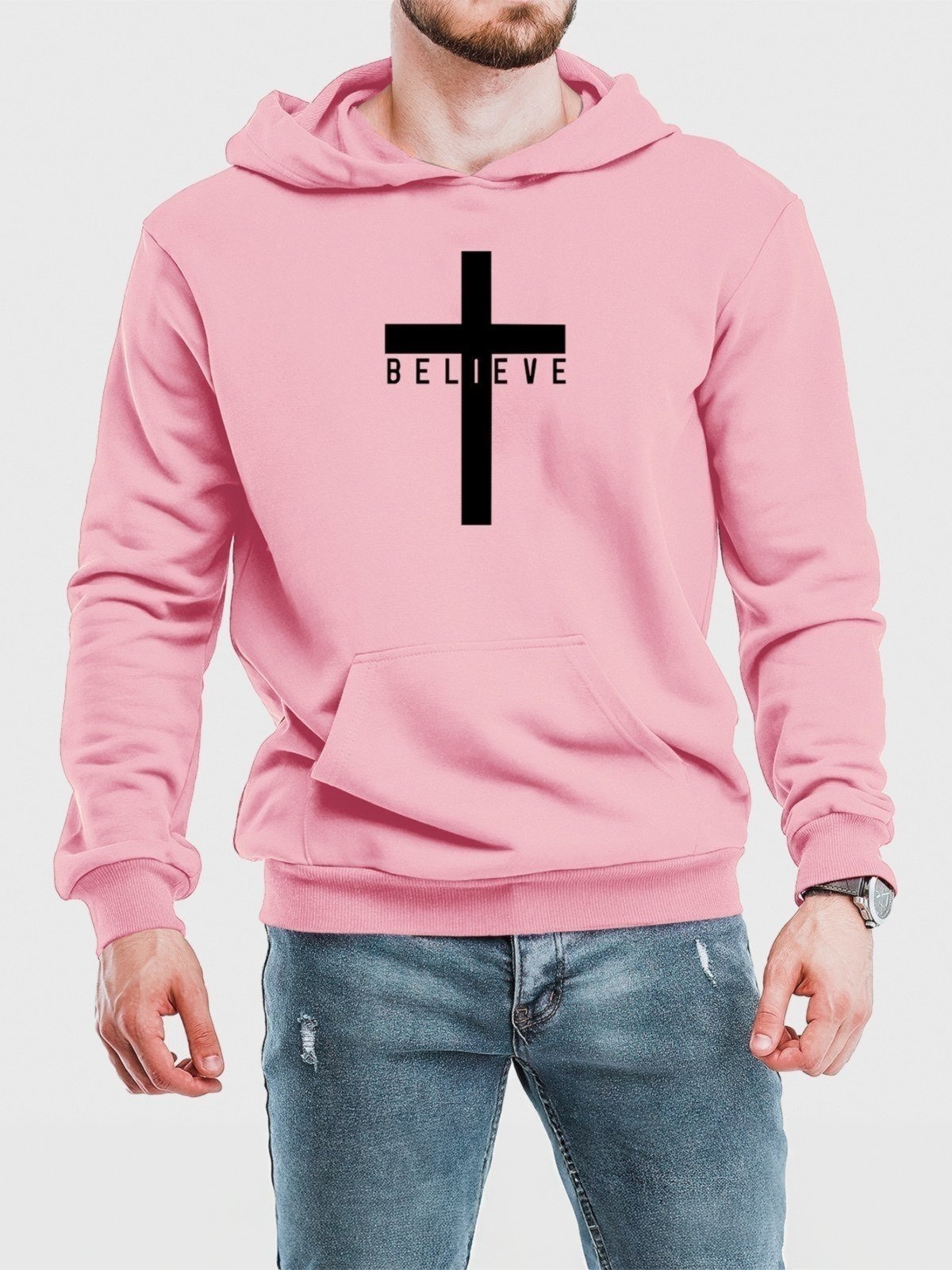 Imagem principal Blusa de Frio Moletom Flanelado Benellys Believe Canguru Claro Benellys rosa