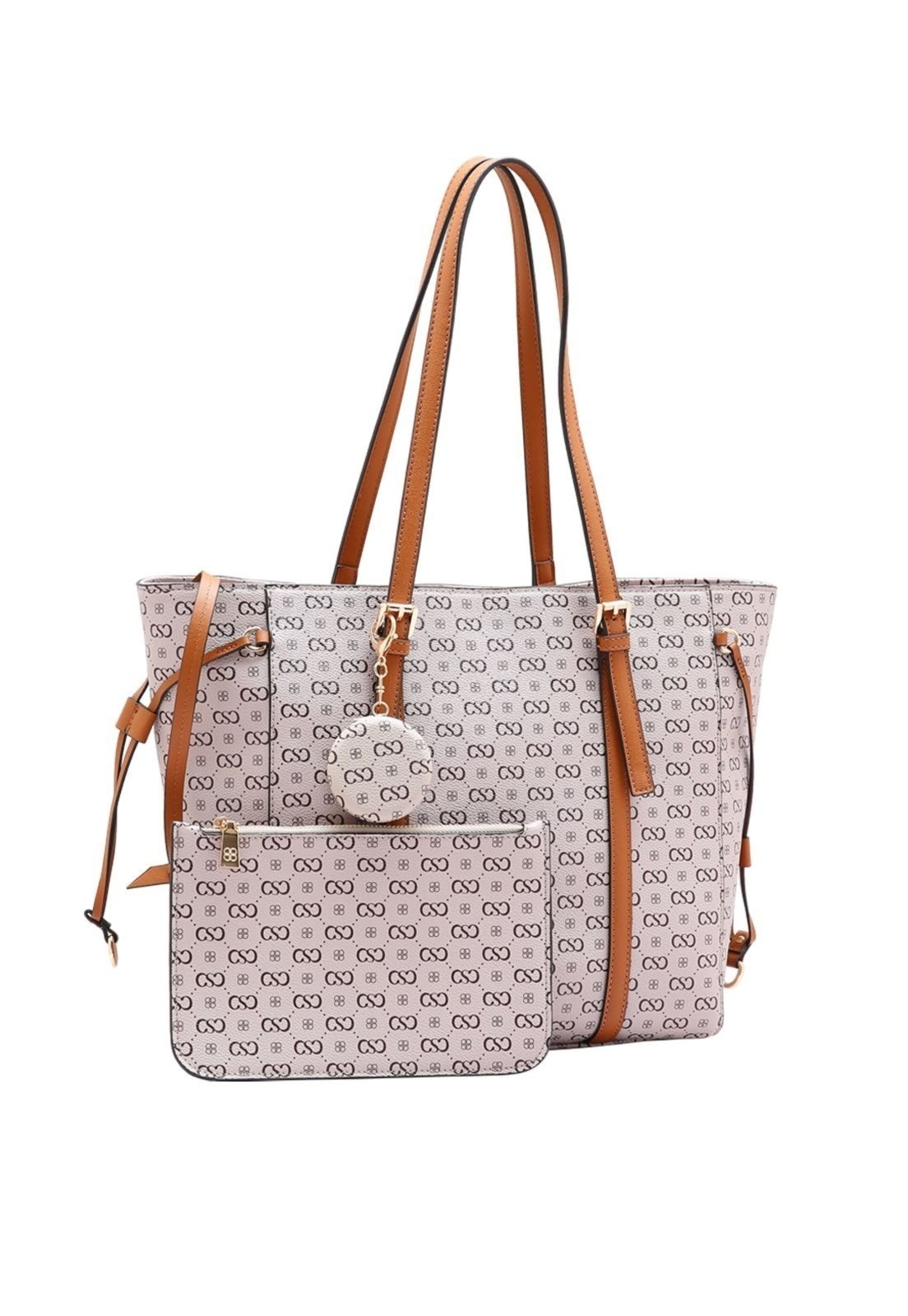 Imagem principal Kit 2 peças Bolsa Ombro + Nécessaire Feminina Chenson Monograma Elegance 3485406 Chenson bege